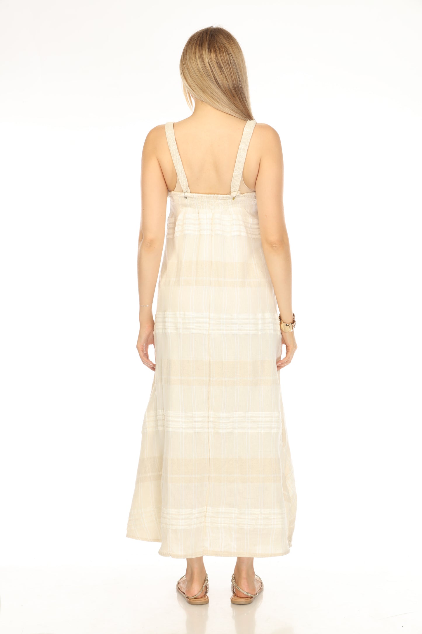 Beige Plaid Fringe Flannel Fusion Dress