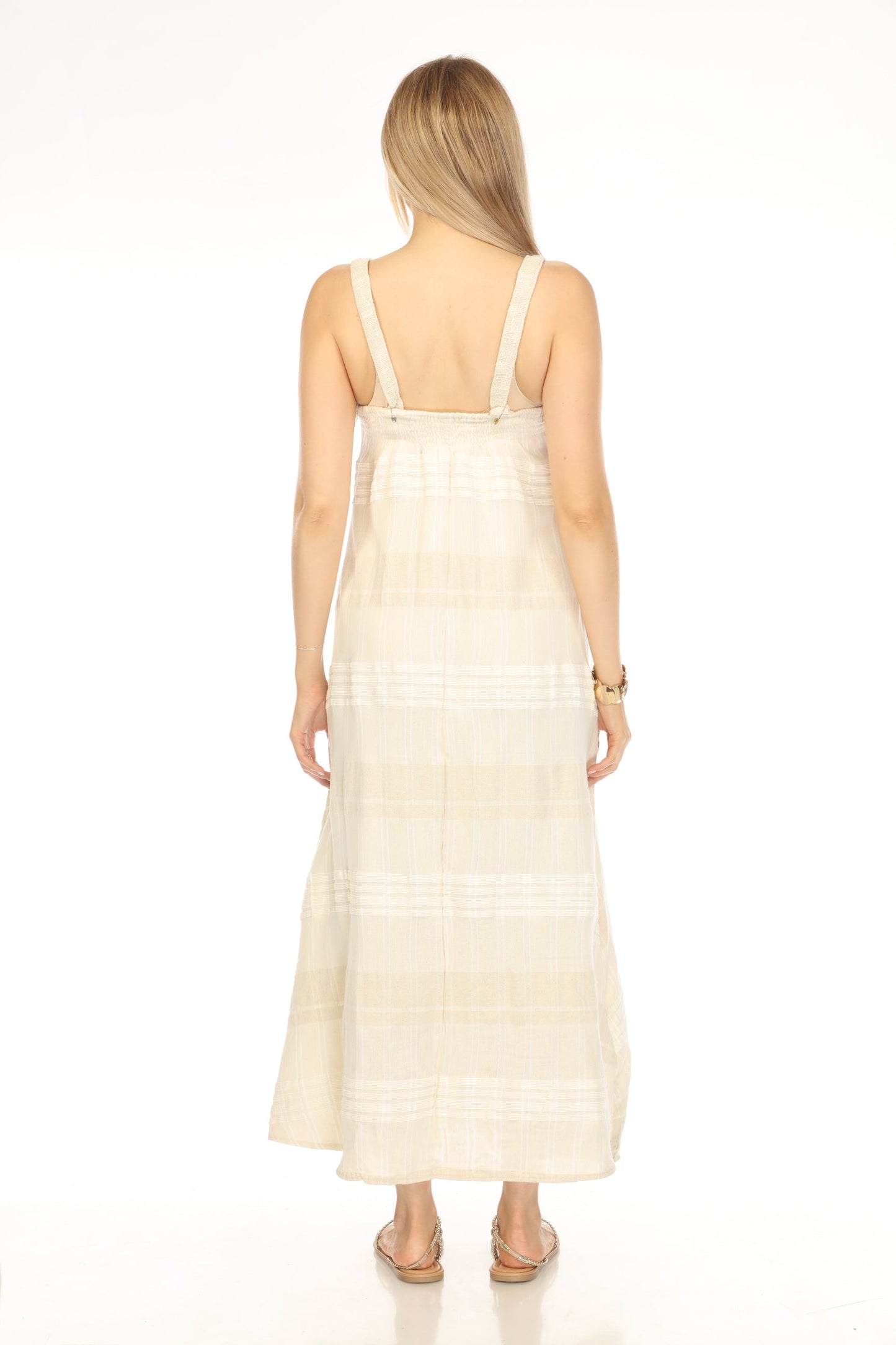 Beige Plaid Fringe Flannel Fusion Dress