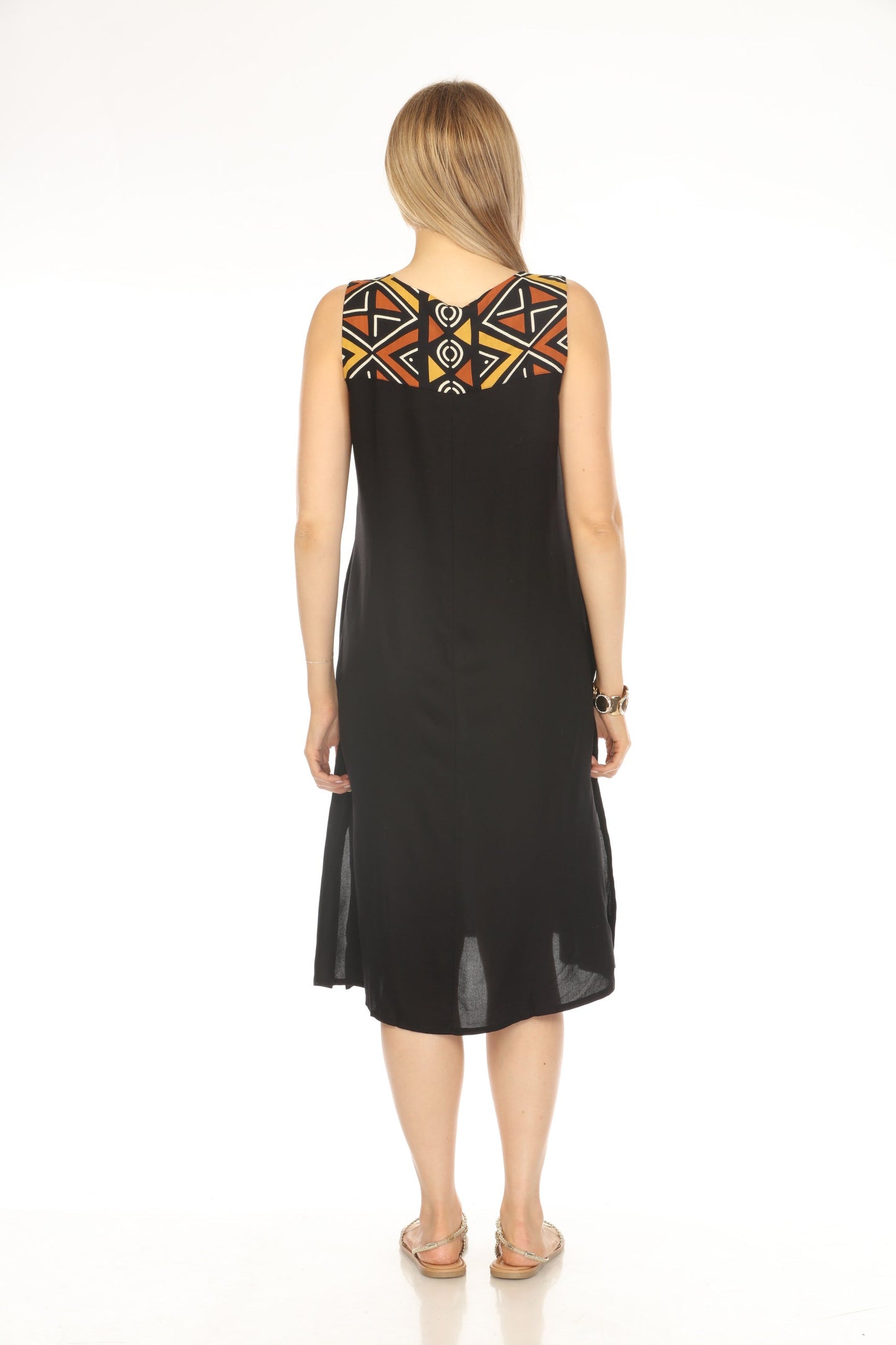 Black Geometrical Fusion Pockets Dress