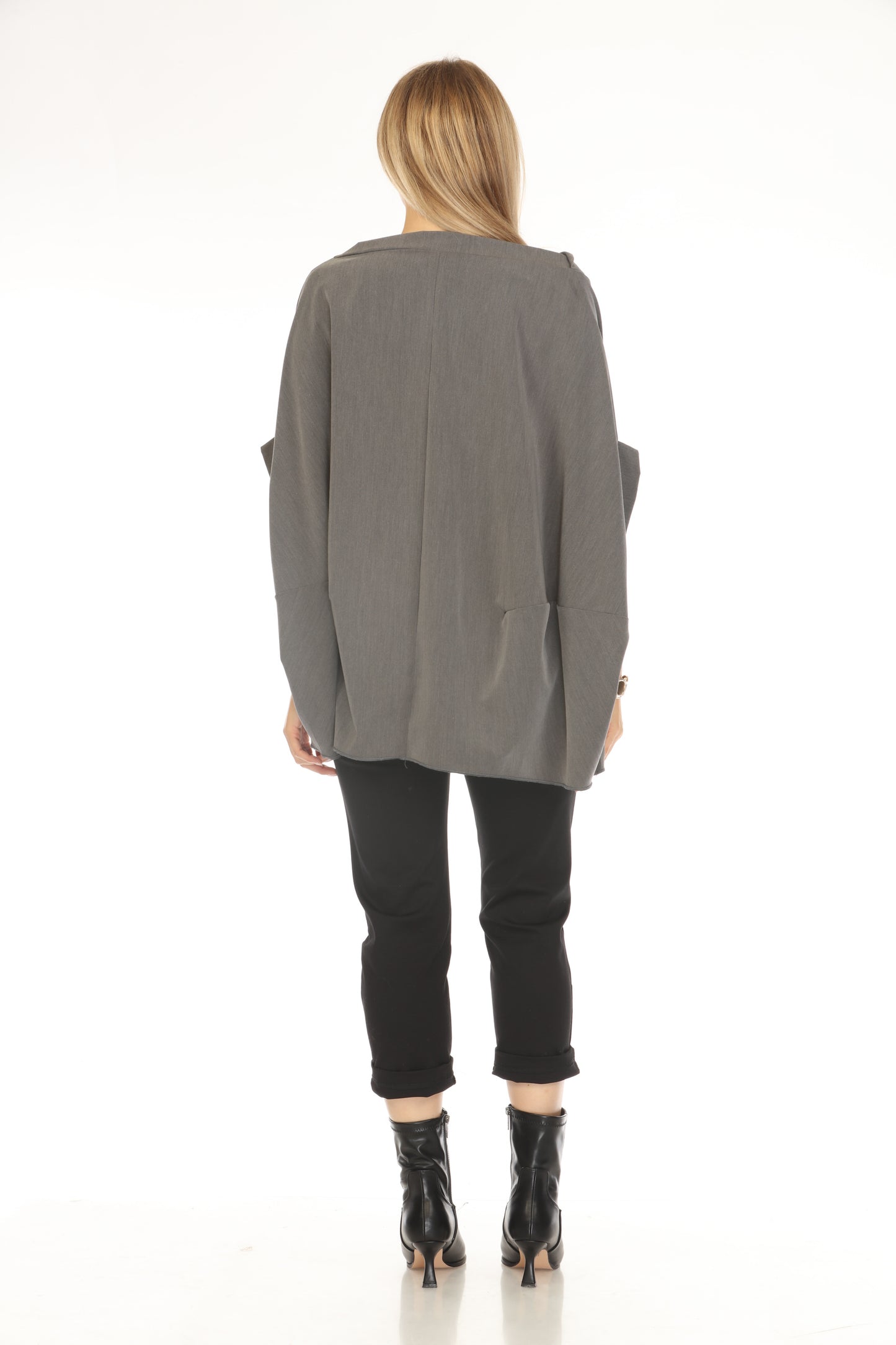 Grey Designer Pockets Made In Italy Top