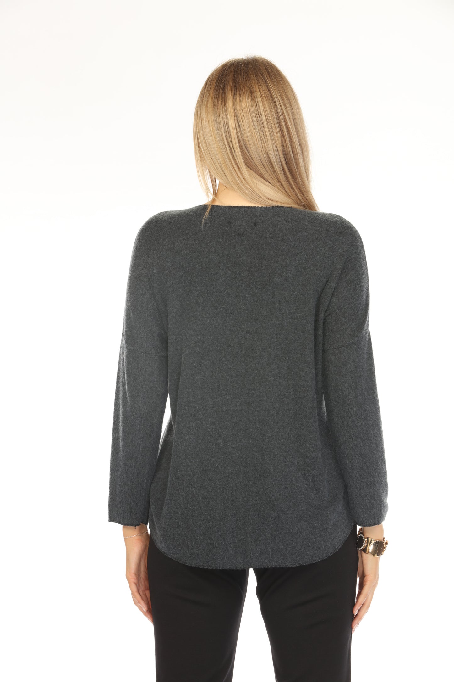 Charcoal cozy heart designed sweater Top