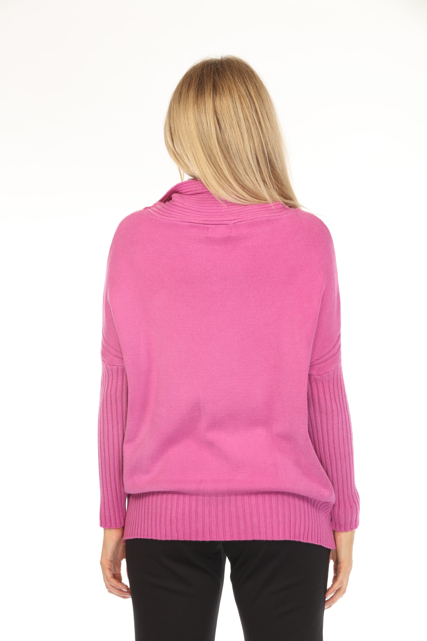Magenta turtle neck pockets Sweater Top