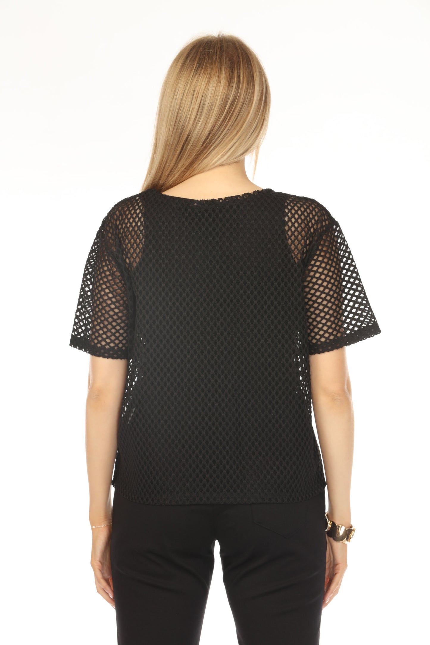 Mesh Black Half Sleeves Top