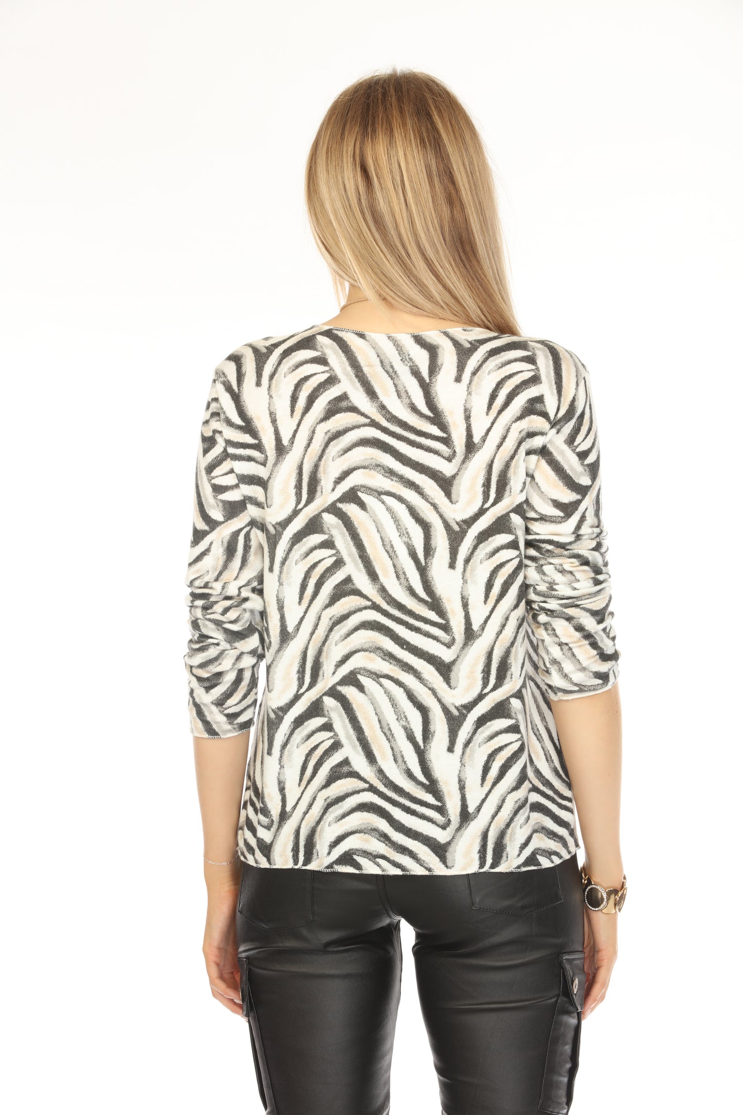 White black Zebra Print Top