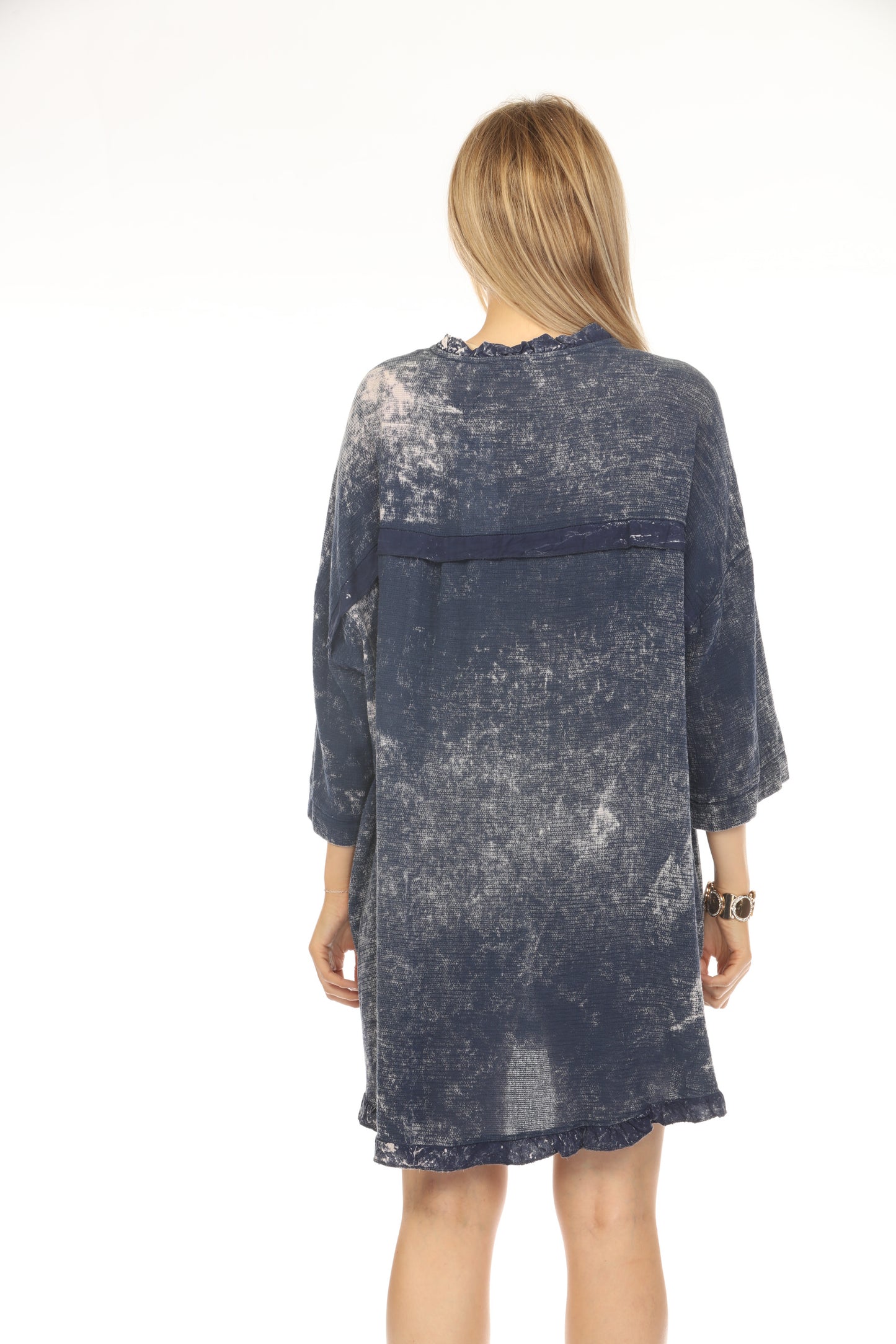 Denim jeans Mesh Exclusive Button Tunic Top