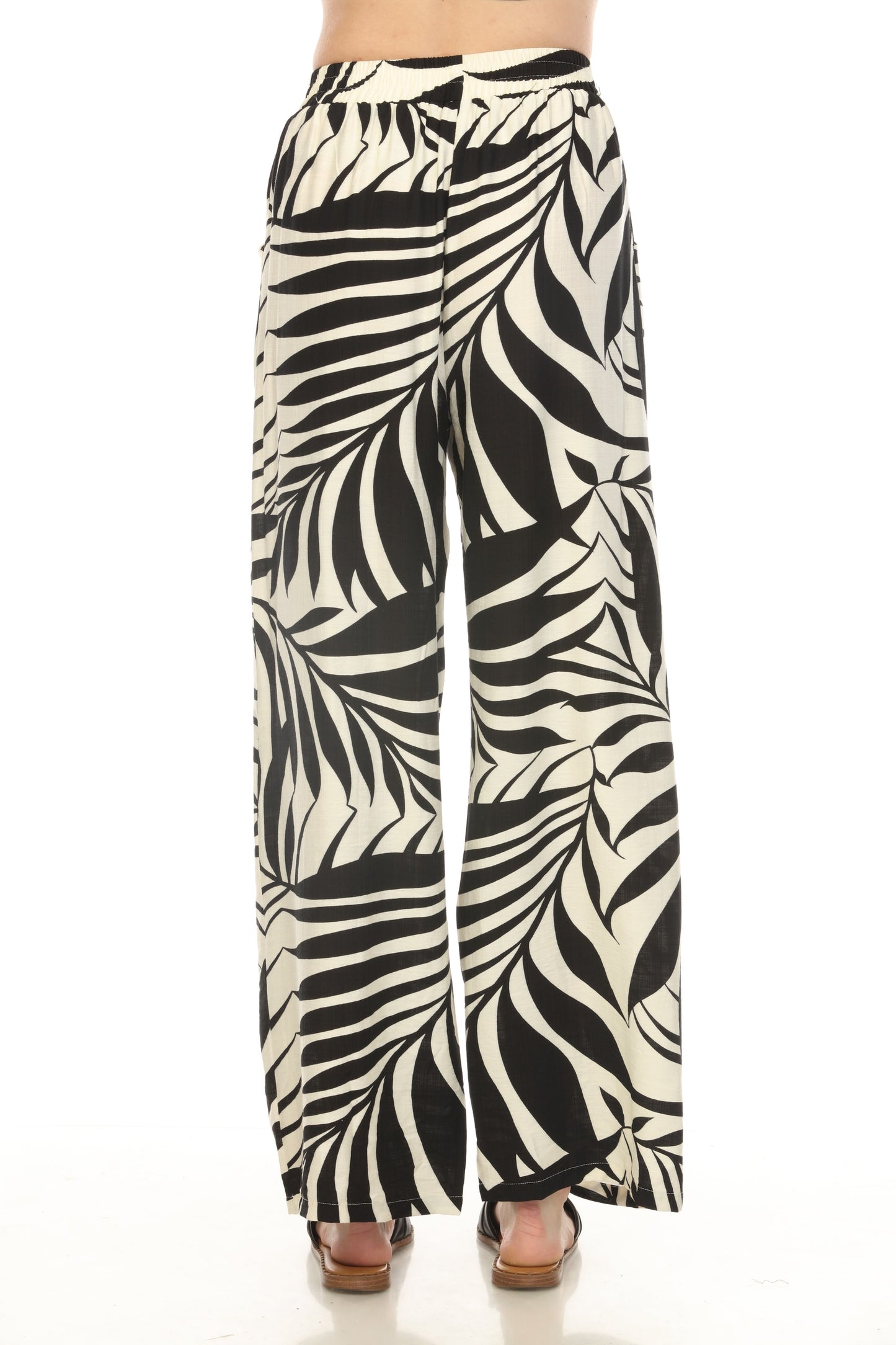 Black White Leaf Print 2 Pieces Set