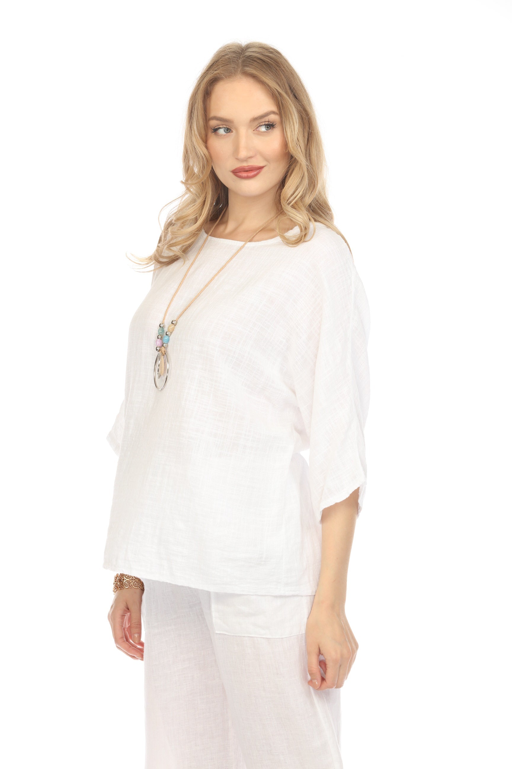 Plain boat neck rollup sleeves Top