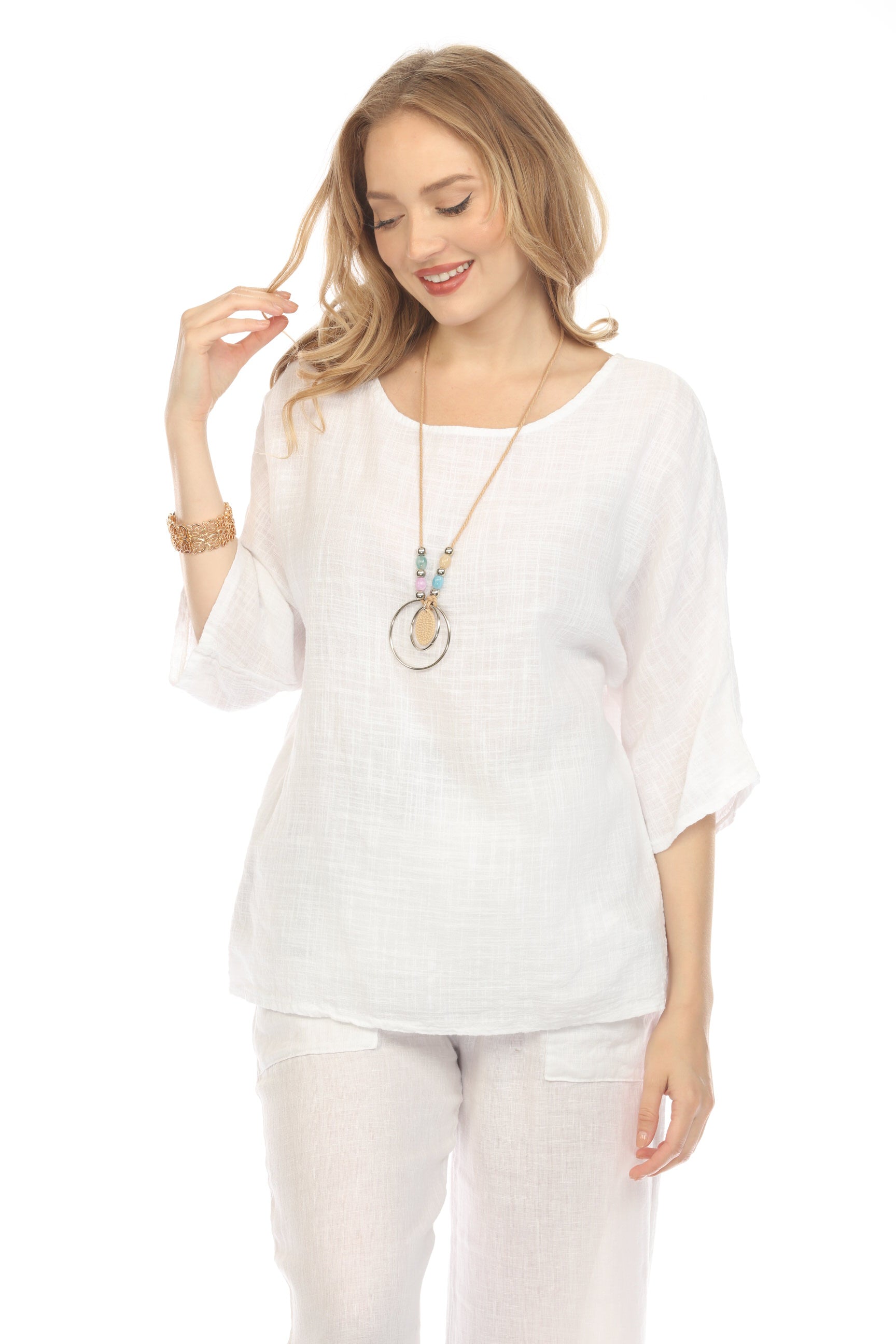 Plain boat neck rollup sleeves Top