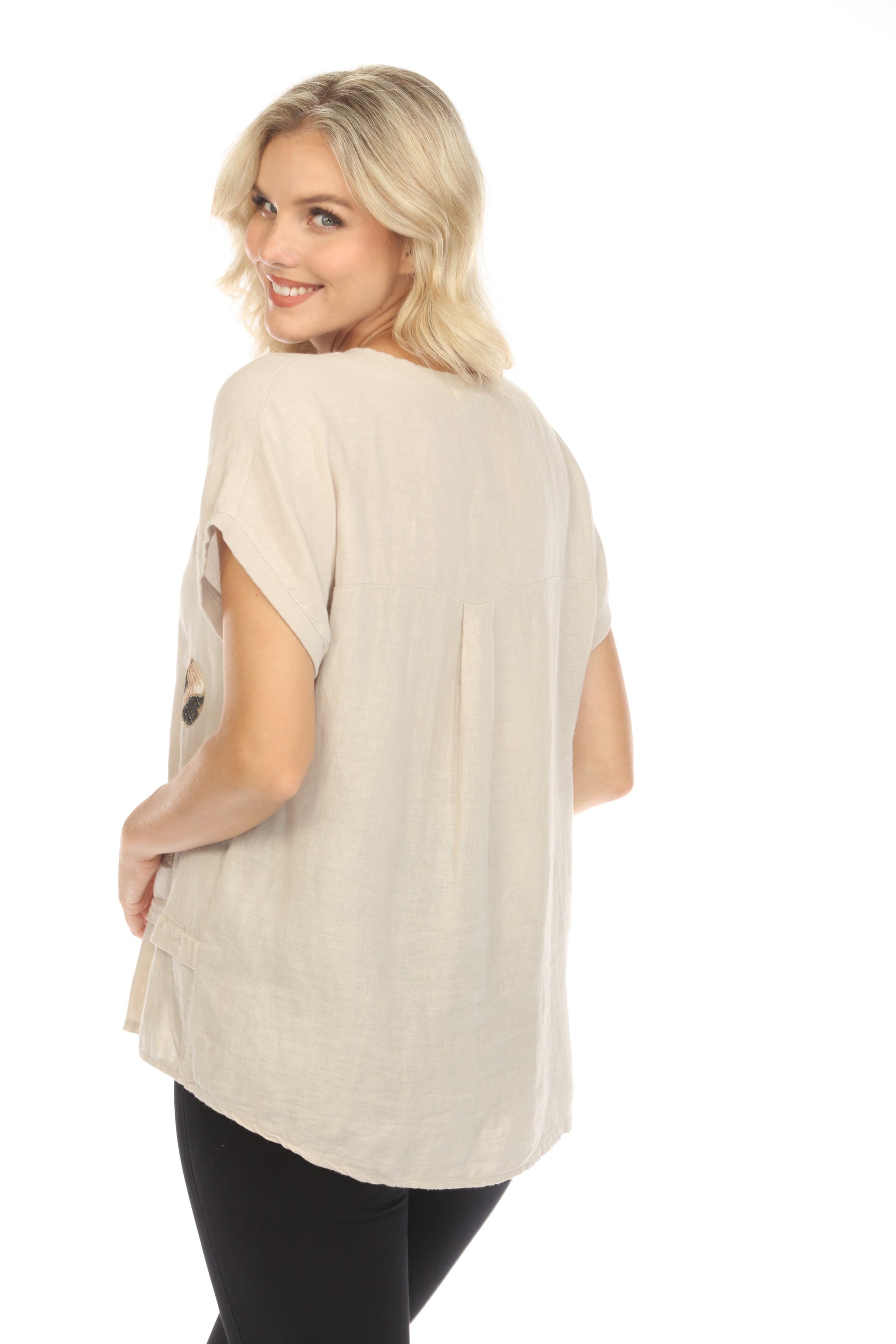 Patched style Tulip ruffle hem top