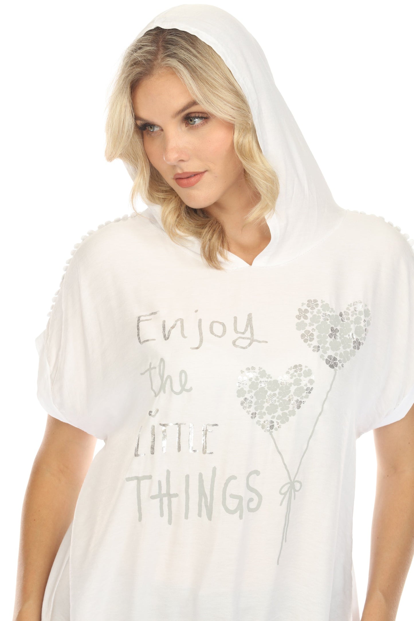 White Hooded Top Dolman Window Sleeves