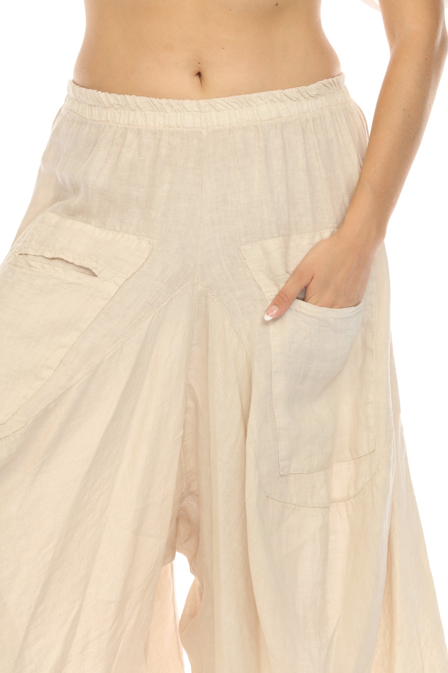Beige Boho designer Pockets Pant