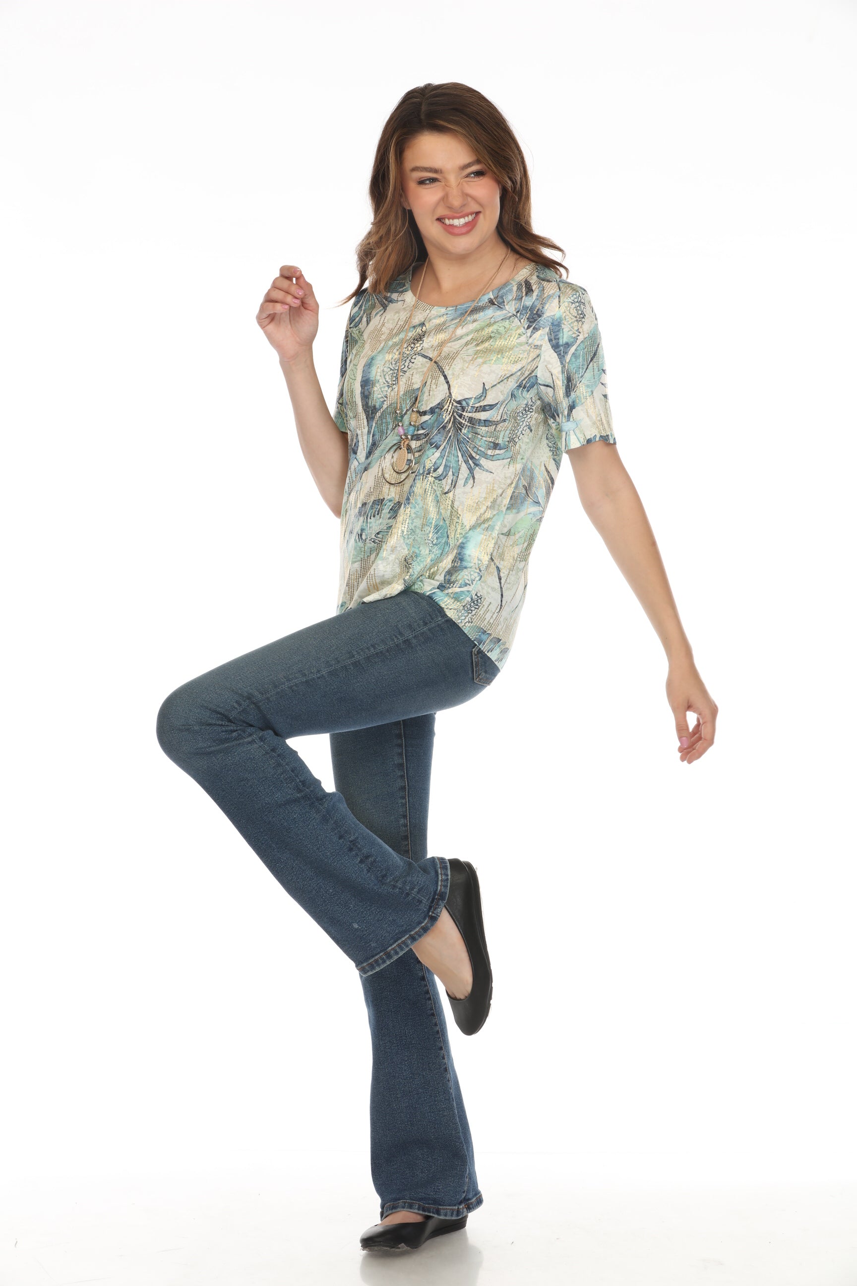 Palm Tree Glimmering Green Top