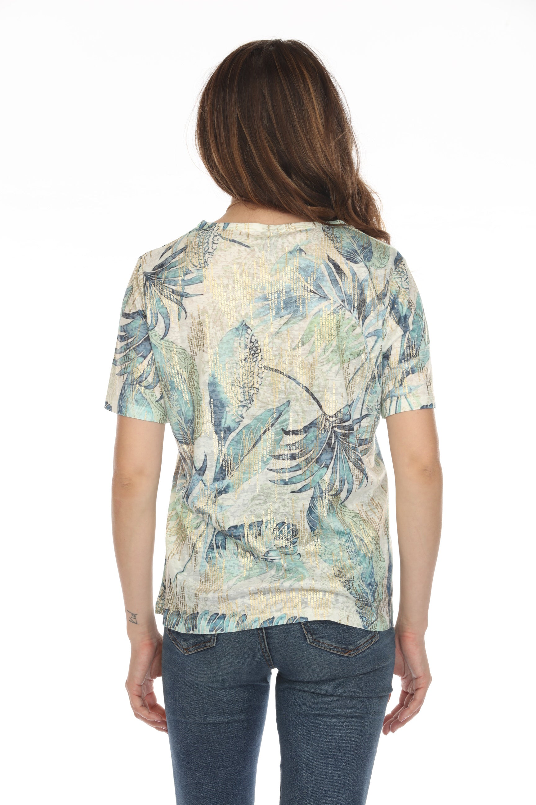 Palm Tree Glimmering Green Top