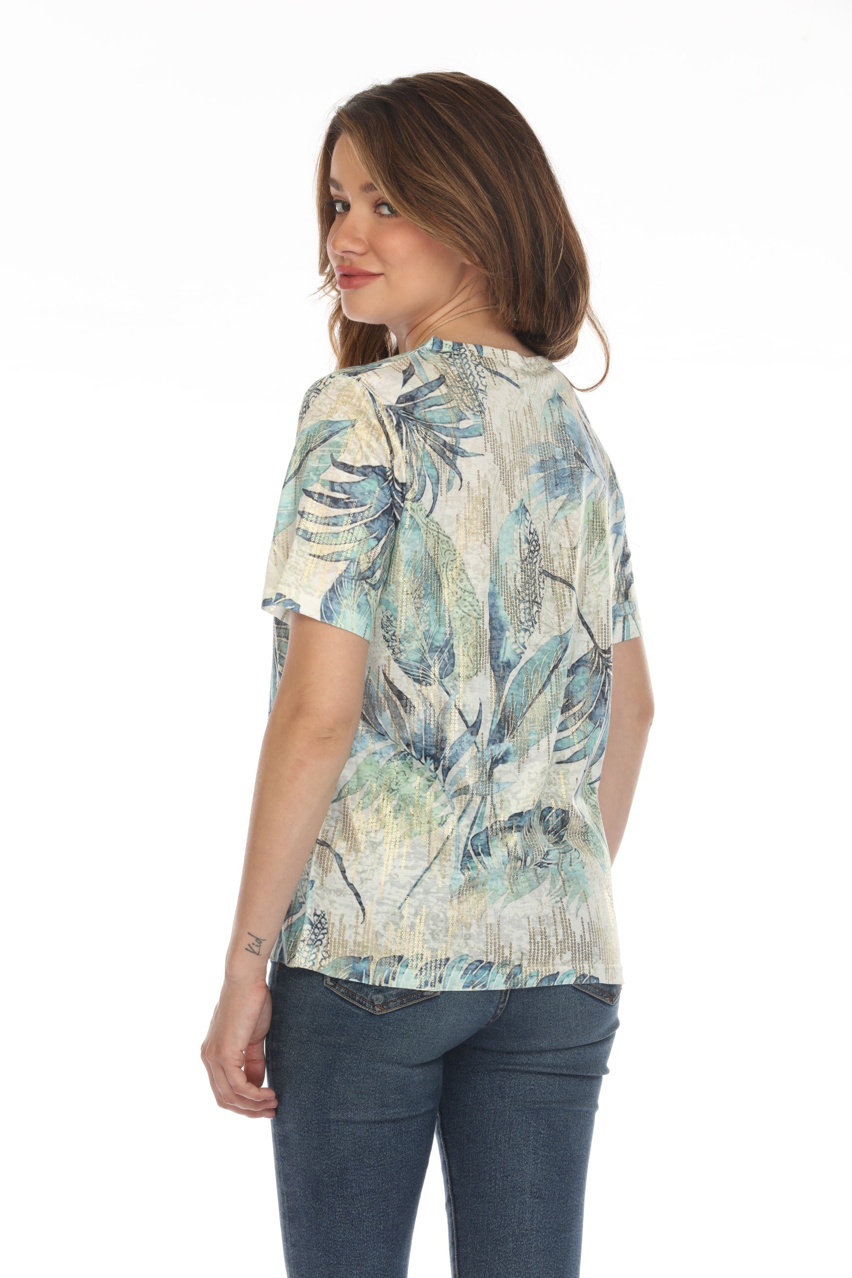 Palm Tree Glimmering Green Top