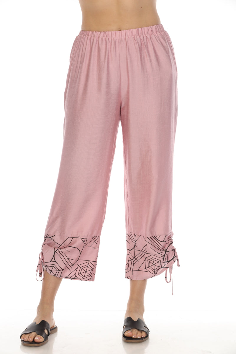 Blush Pink Abstract Print Tie Pant