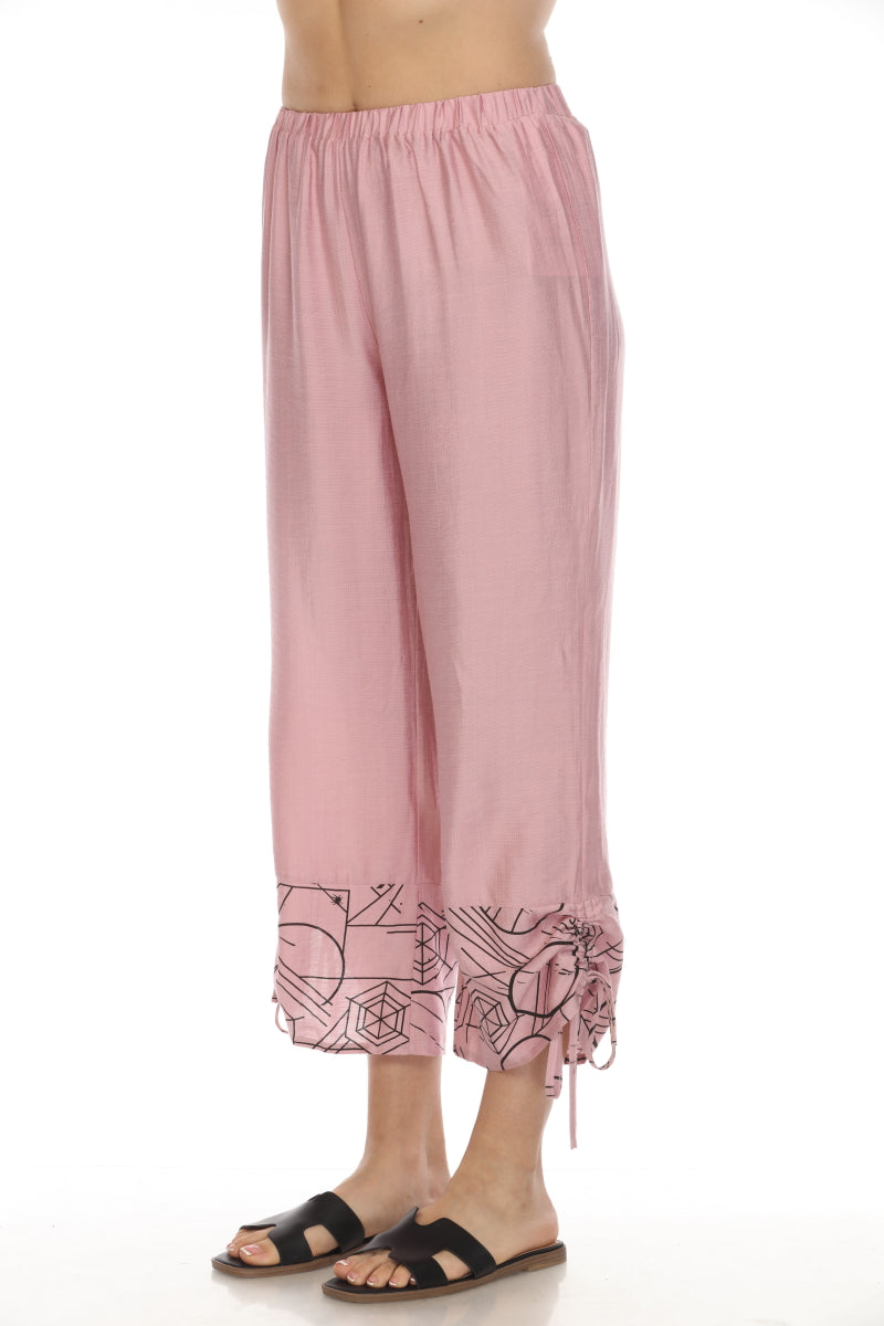 Blush Pink Abstract Print Tie Pant