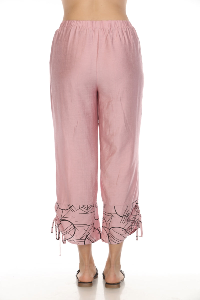 Blush Pink Abstract Print Tie Pant