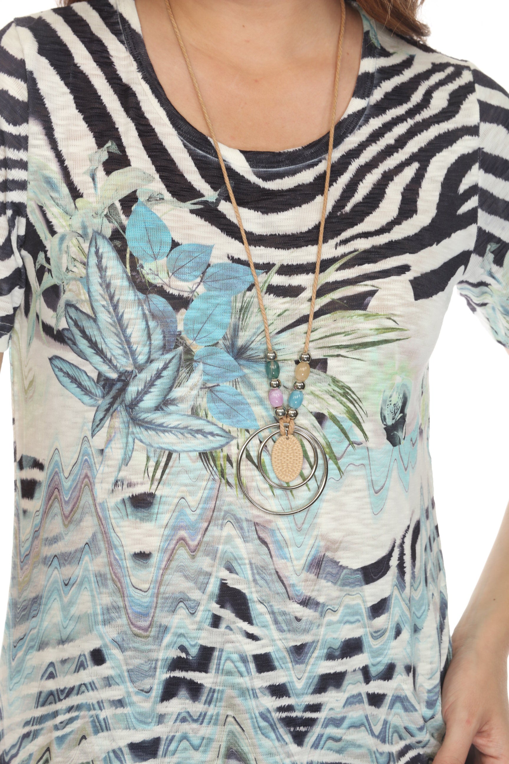 Zebra Print Women Casual Short Top