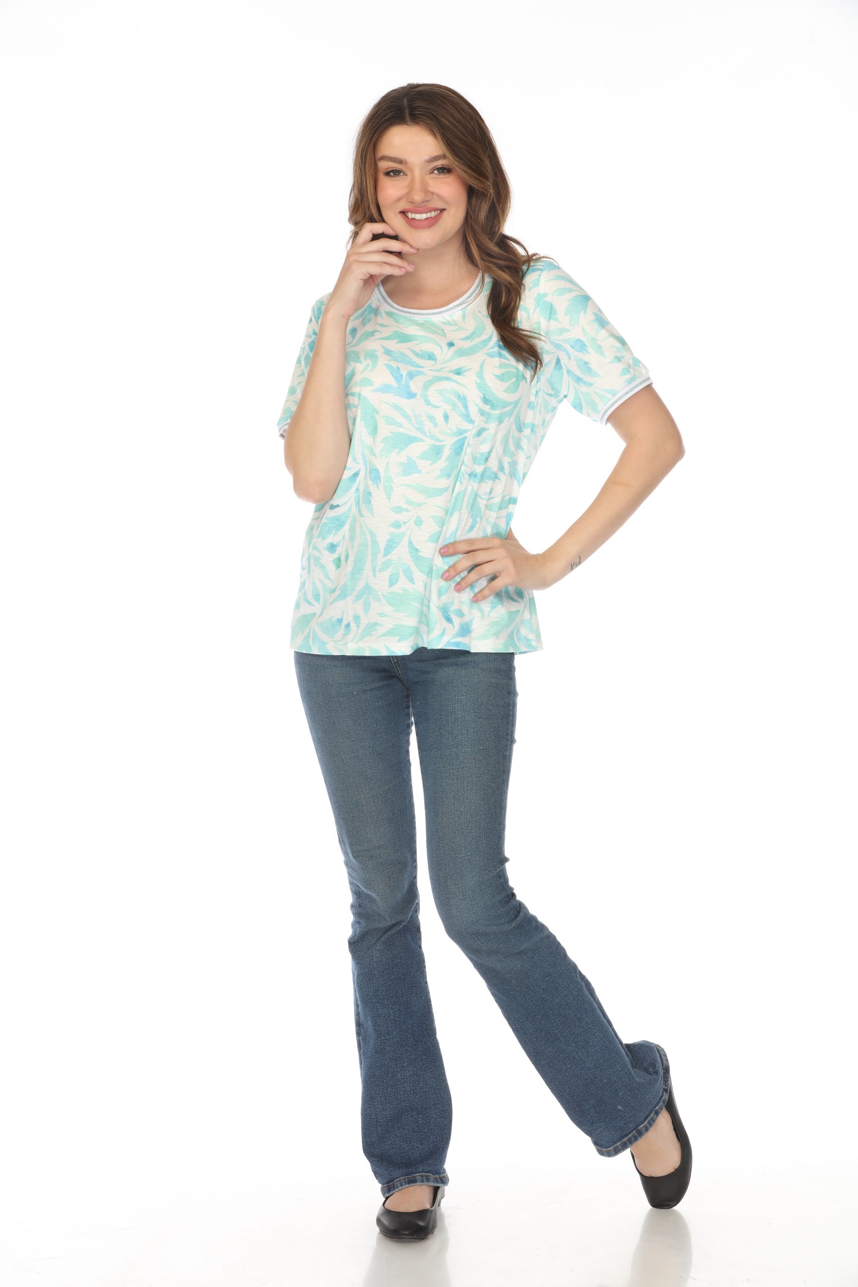 Mint Green Cerulean Leafy Charm Top