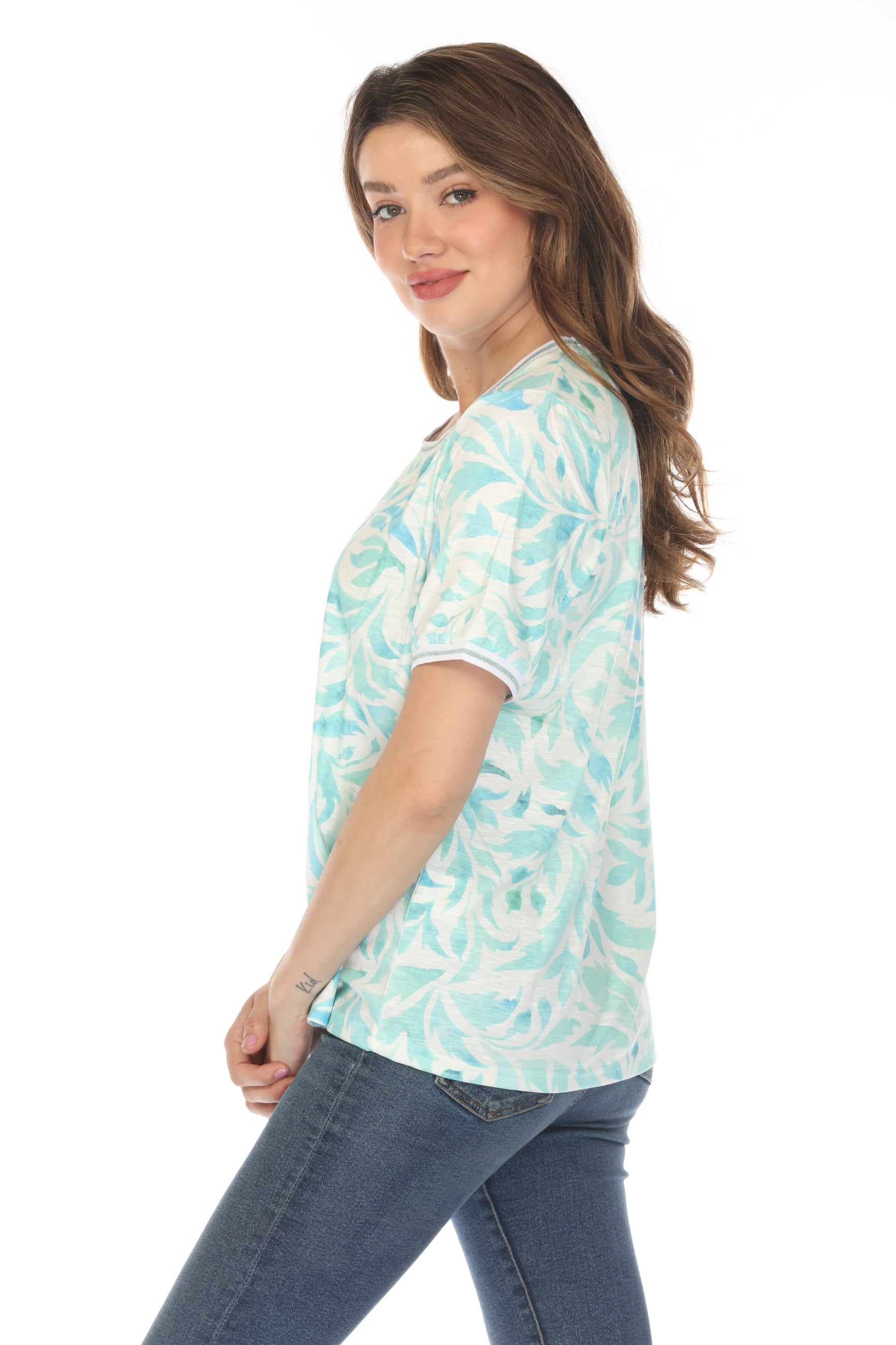 Mint Green Cerulean Leafy Charm Top
