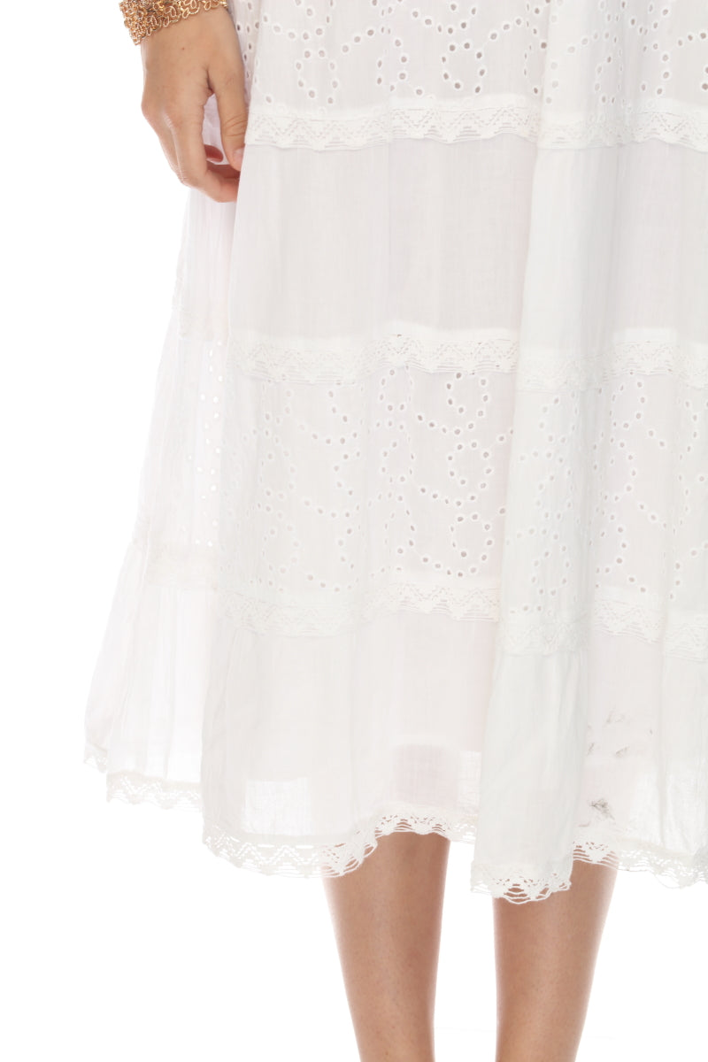 White 100% Cotton Maxi Dress