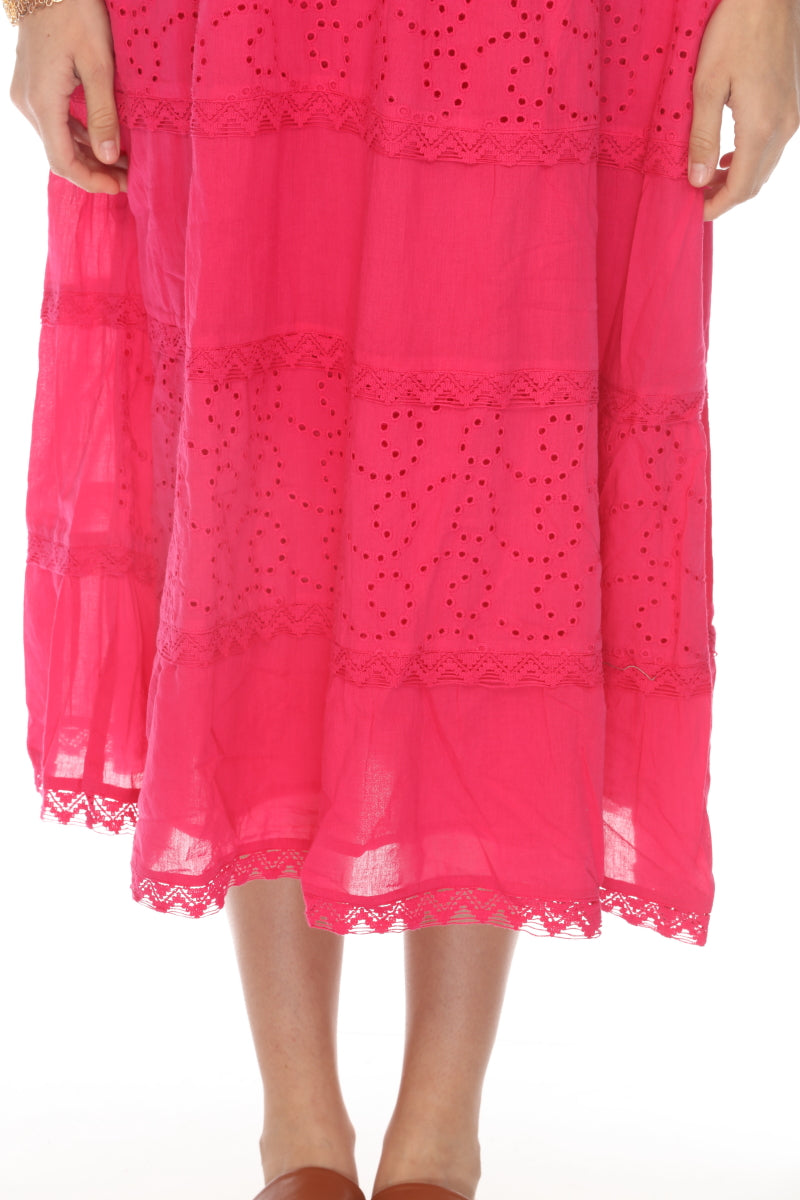 Fuchsia 100% Cotton maxi dress