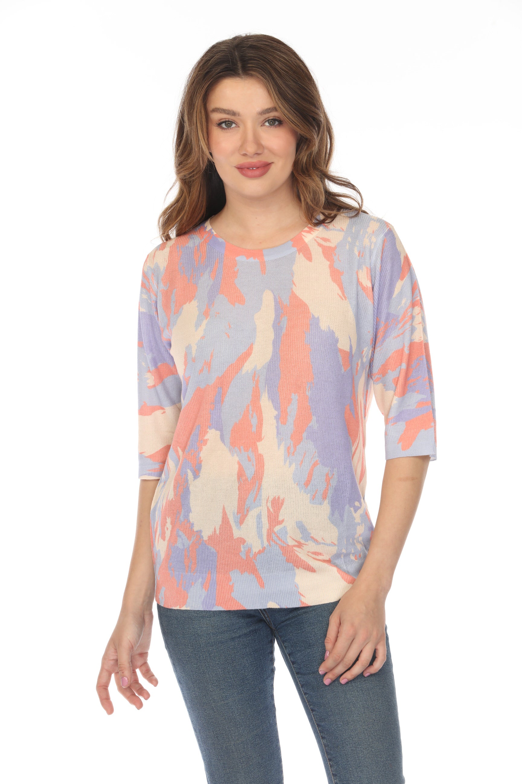 Abstract Mesh Blue and Peach Top