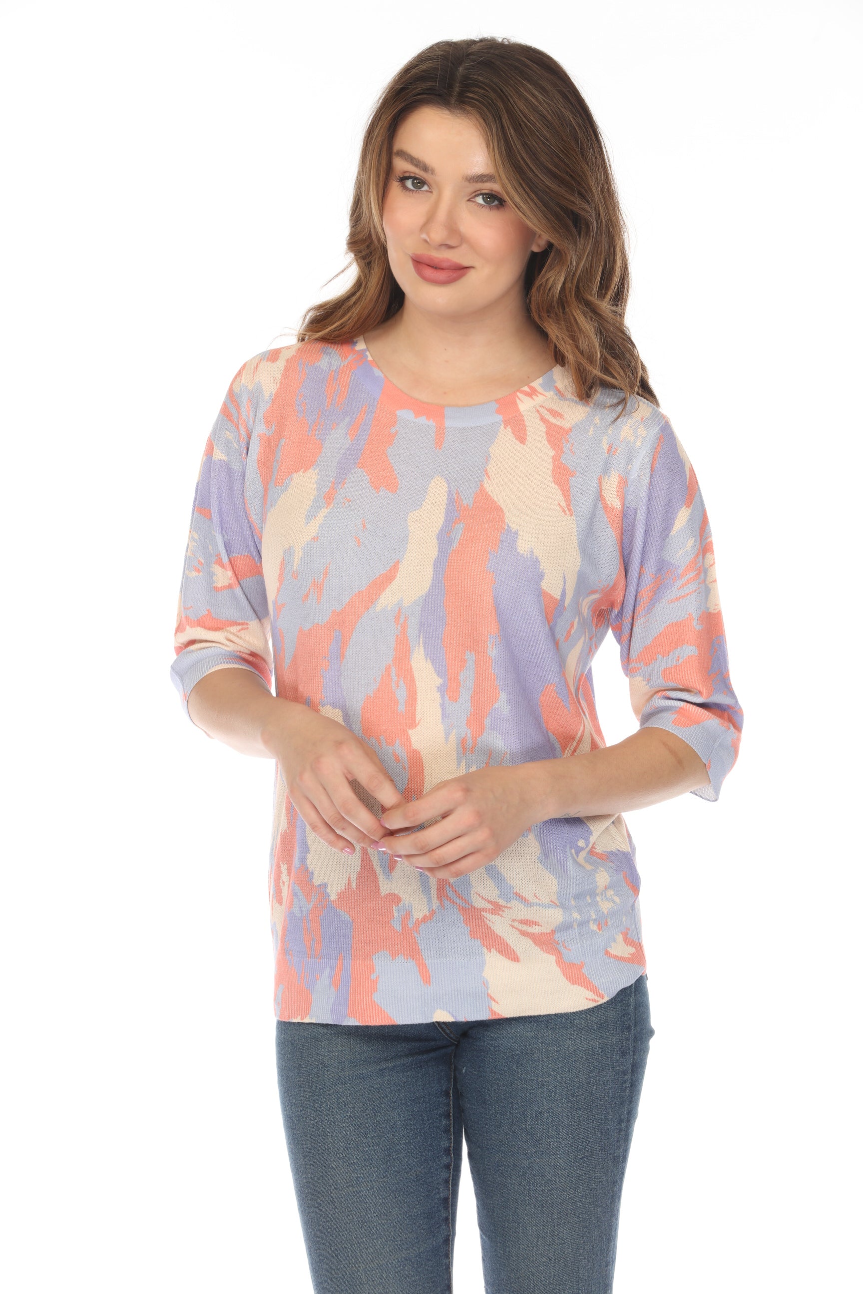 Abstract Mesh Blue and Peach Top