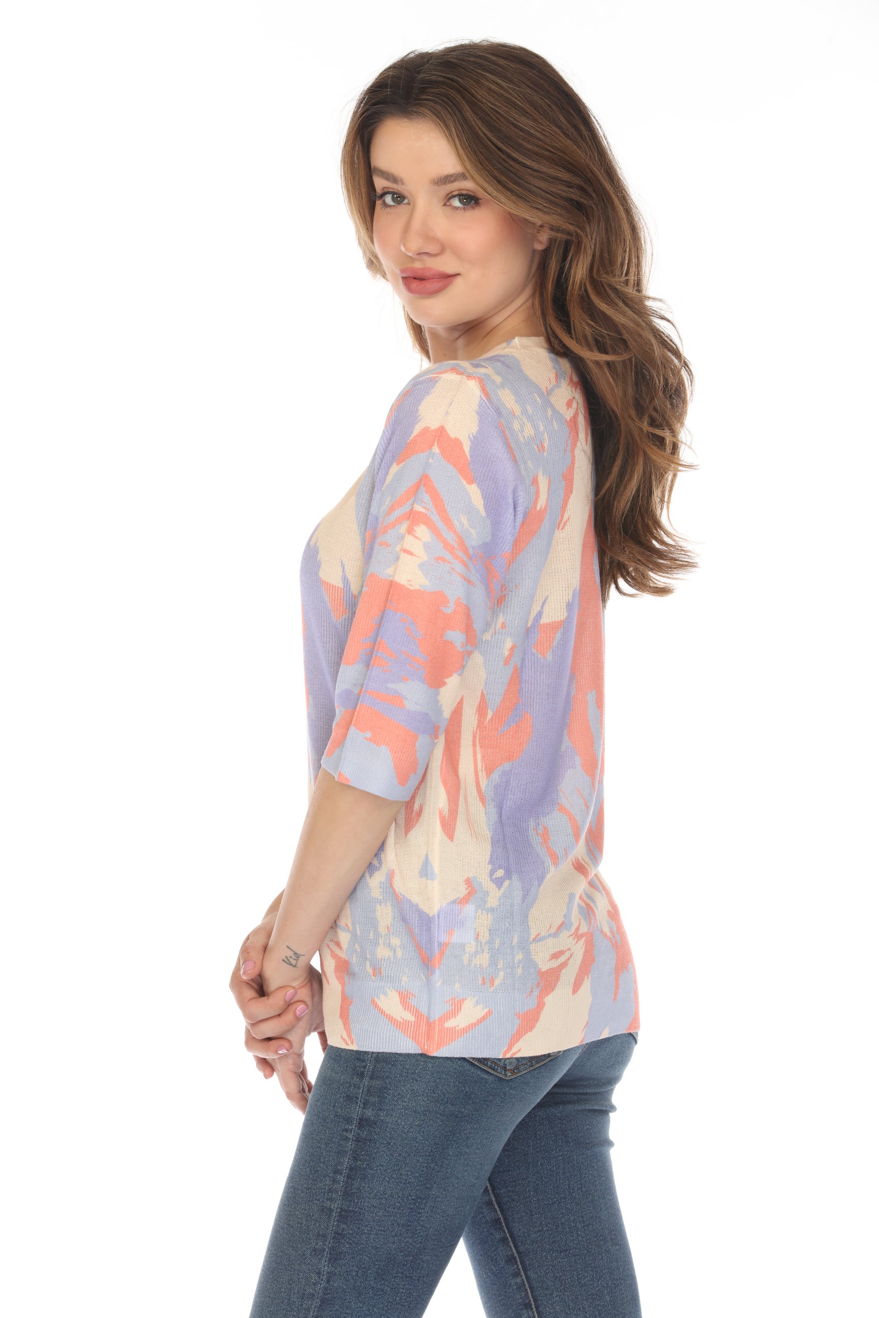 Abstract Mesh Blue and Peach Top
