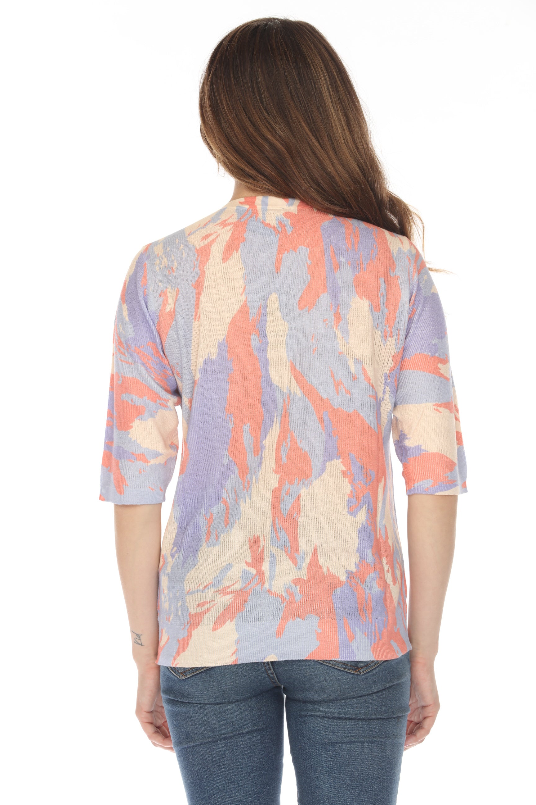 Abstract Mesh Blue and Peach Top