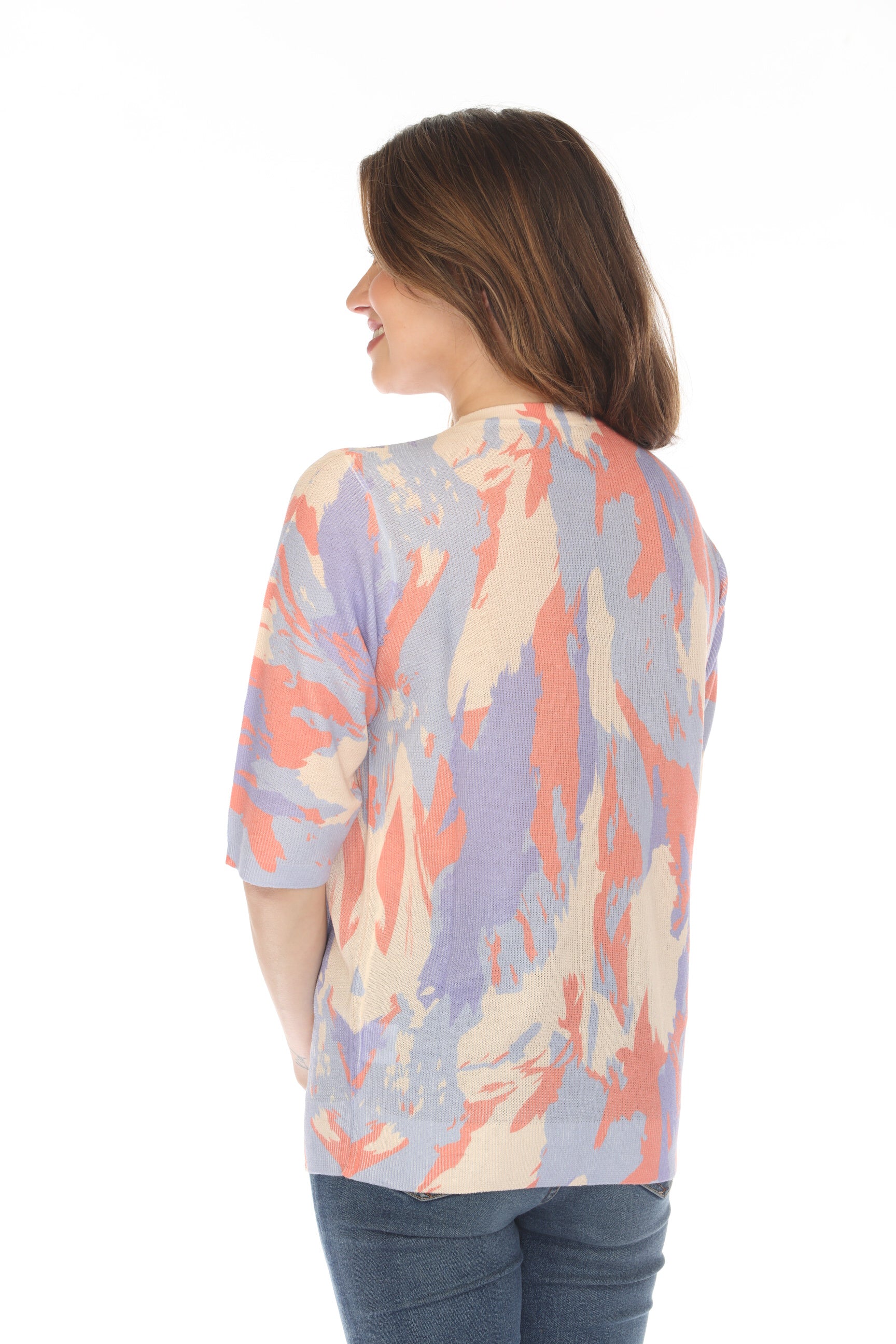 Abstract Mesh Blue and Peach Top