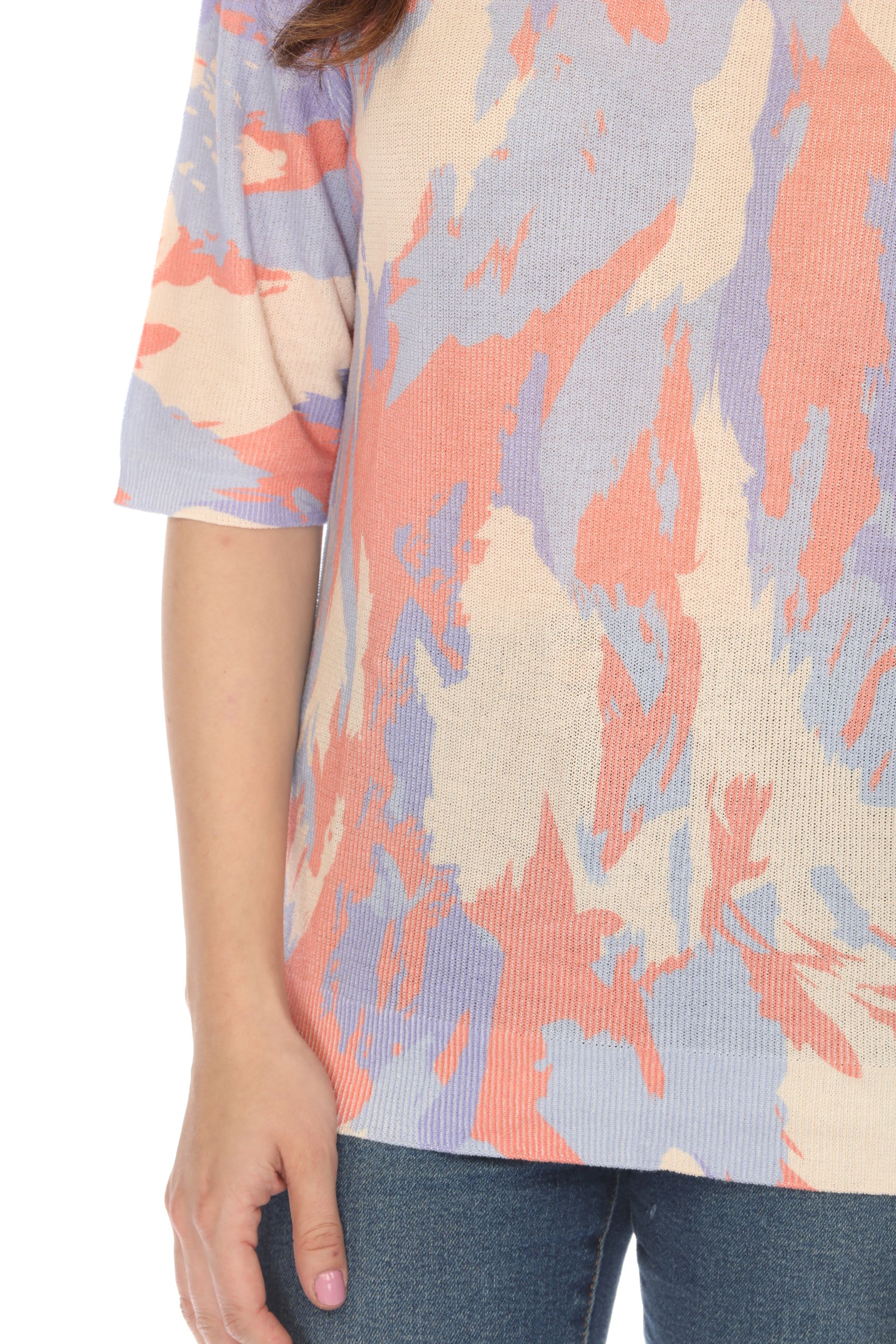 Abstract Mesh Blue and Peach Top