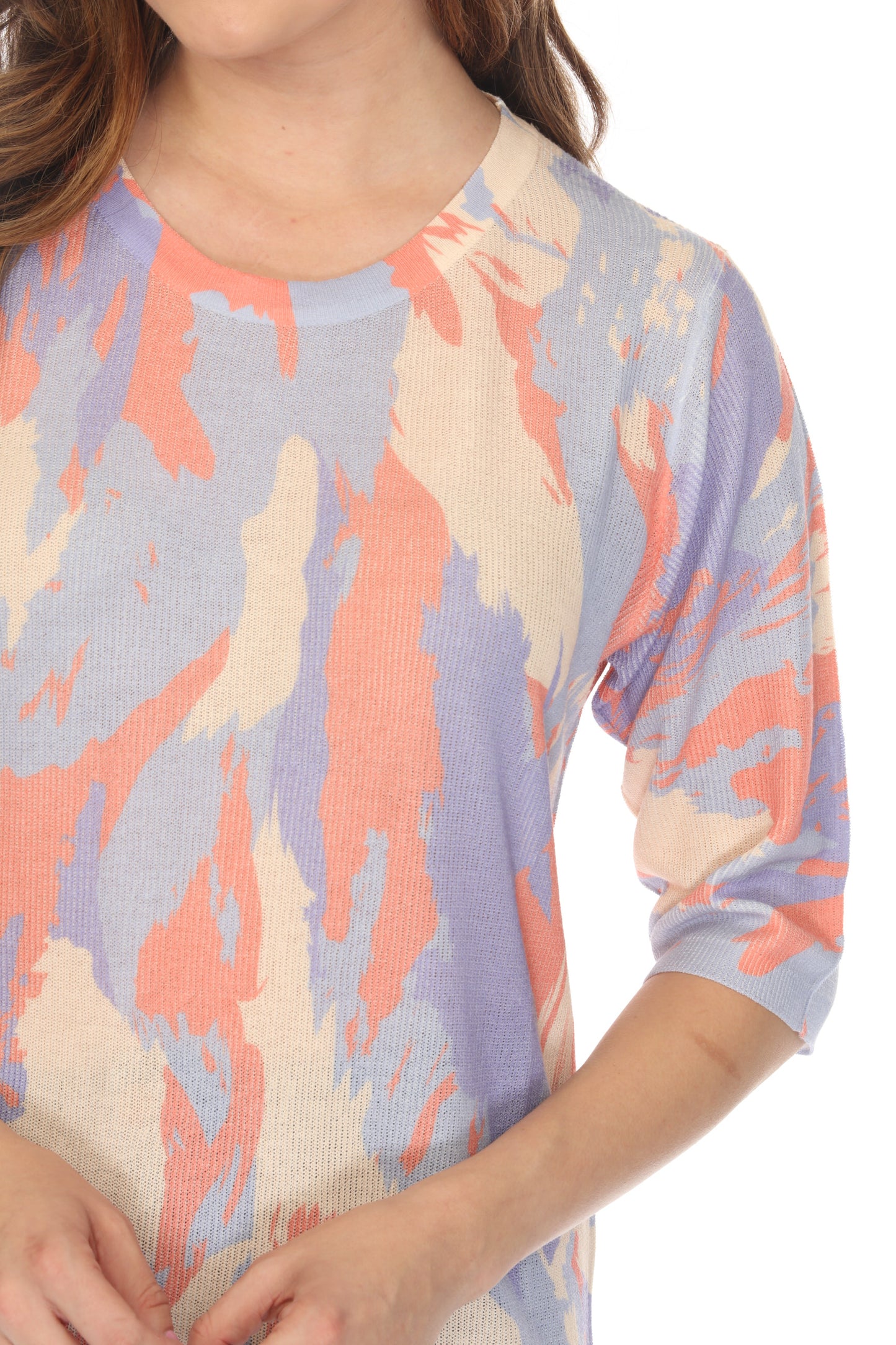 Abstract Mesh Blue and Peach Top