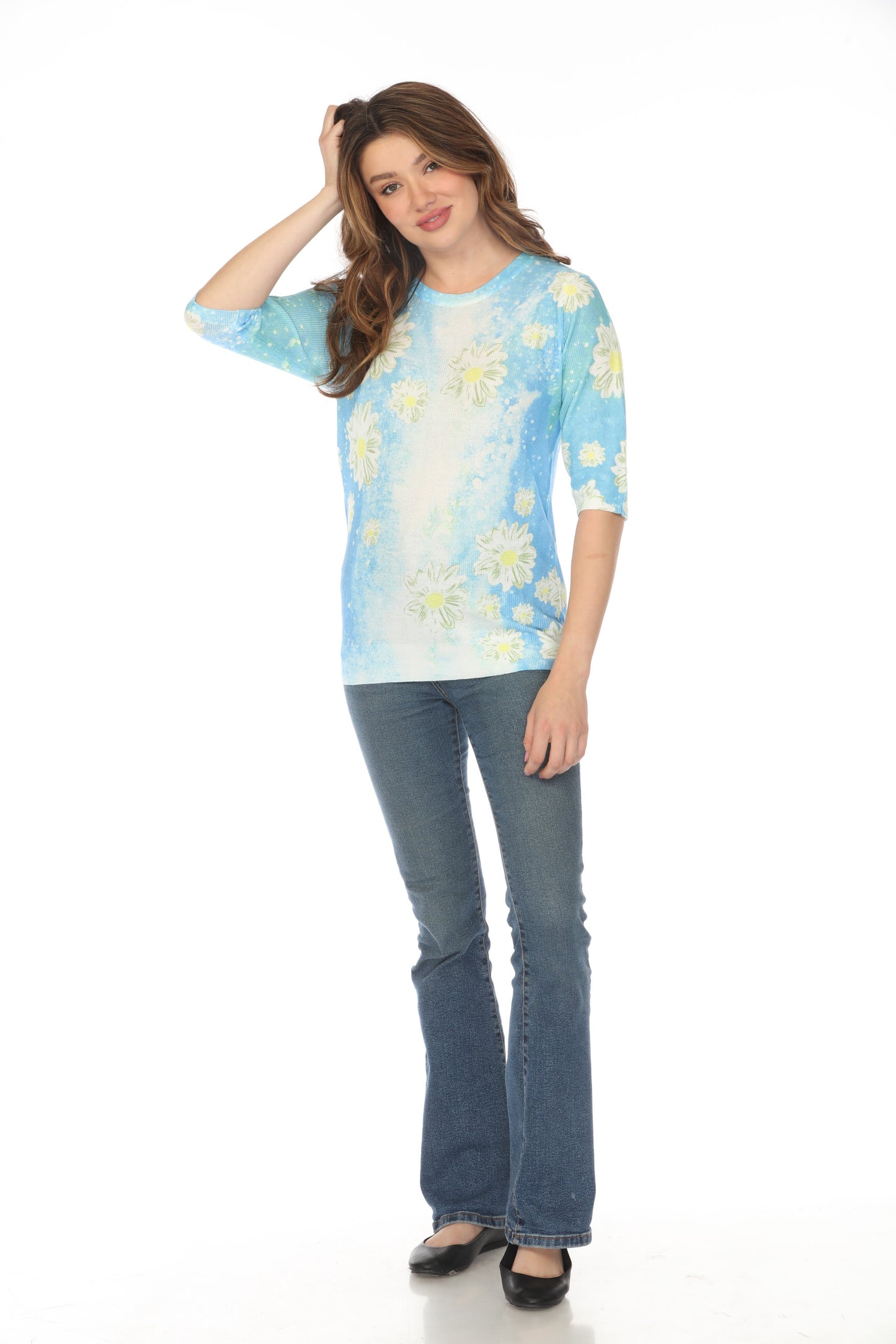 Blue Daisy Floral Top