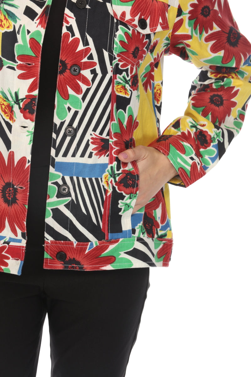 Black Multi 100% Cotton Jacket