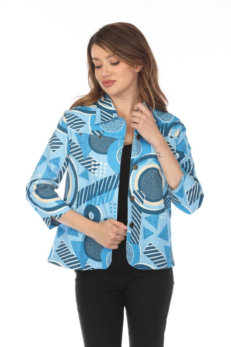 Blue Abstract 100% Cotton Jacket