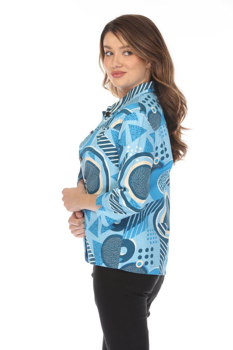 Blue Abstract 100% Cotton Jacket