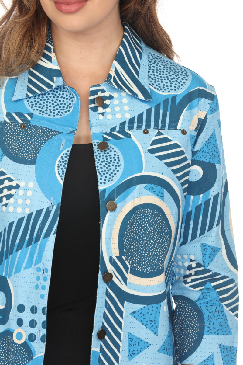 Blue Abstract 100% Cotton Jacket