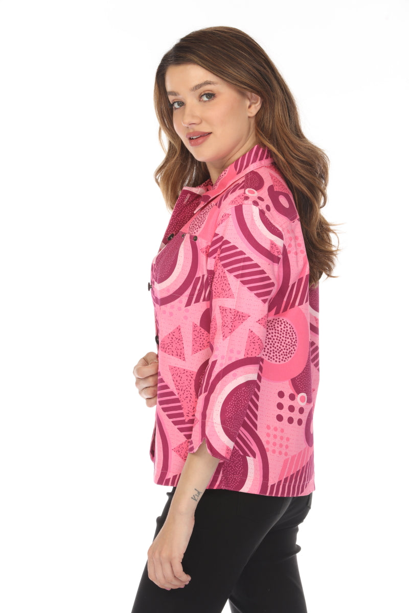 Pink Abstract 100 % Cotton Jacket
