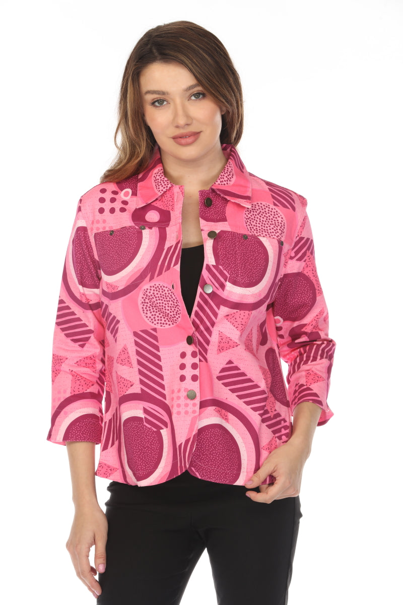 Pink Abstract 100 % Cotton Jacket