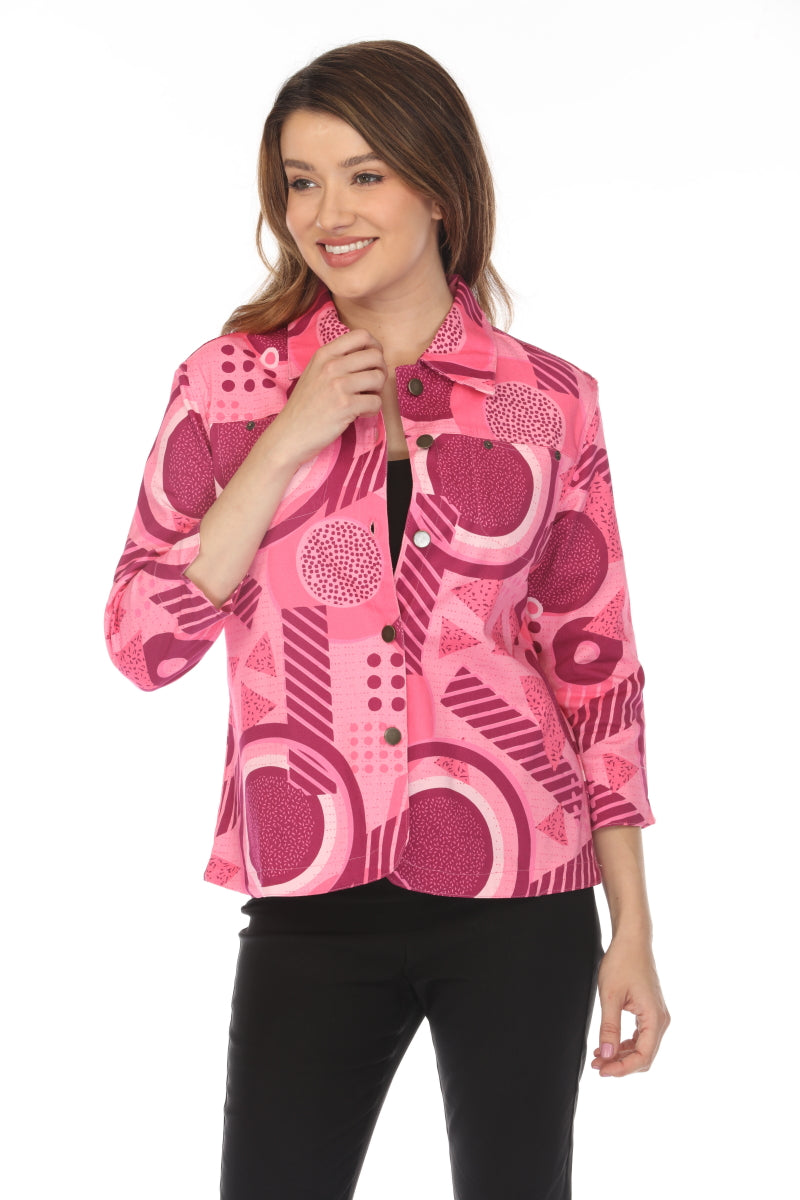 Pink Abstract 100 % Cotton Jacket