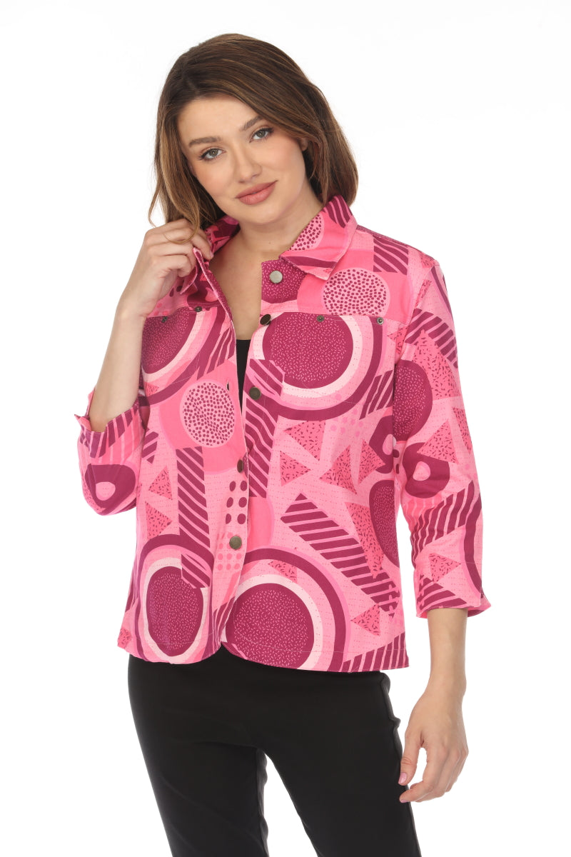 Pink Abstract 100 % Cotton Jacket