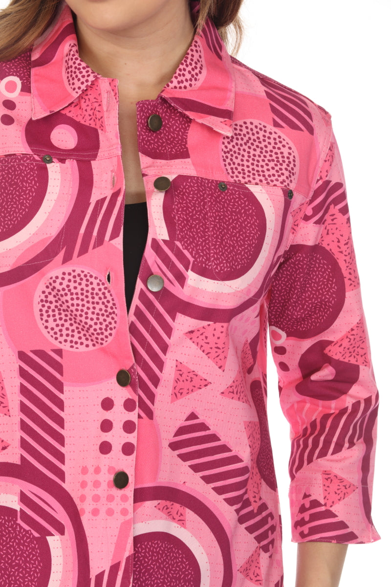 Pink Abstract 100 % Cotton Jacket