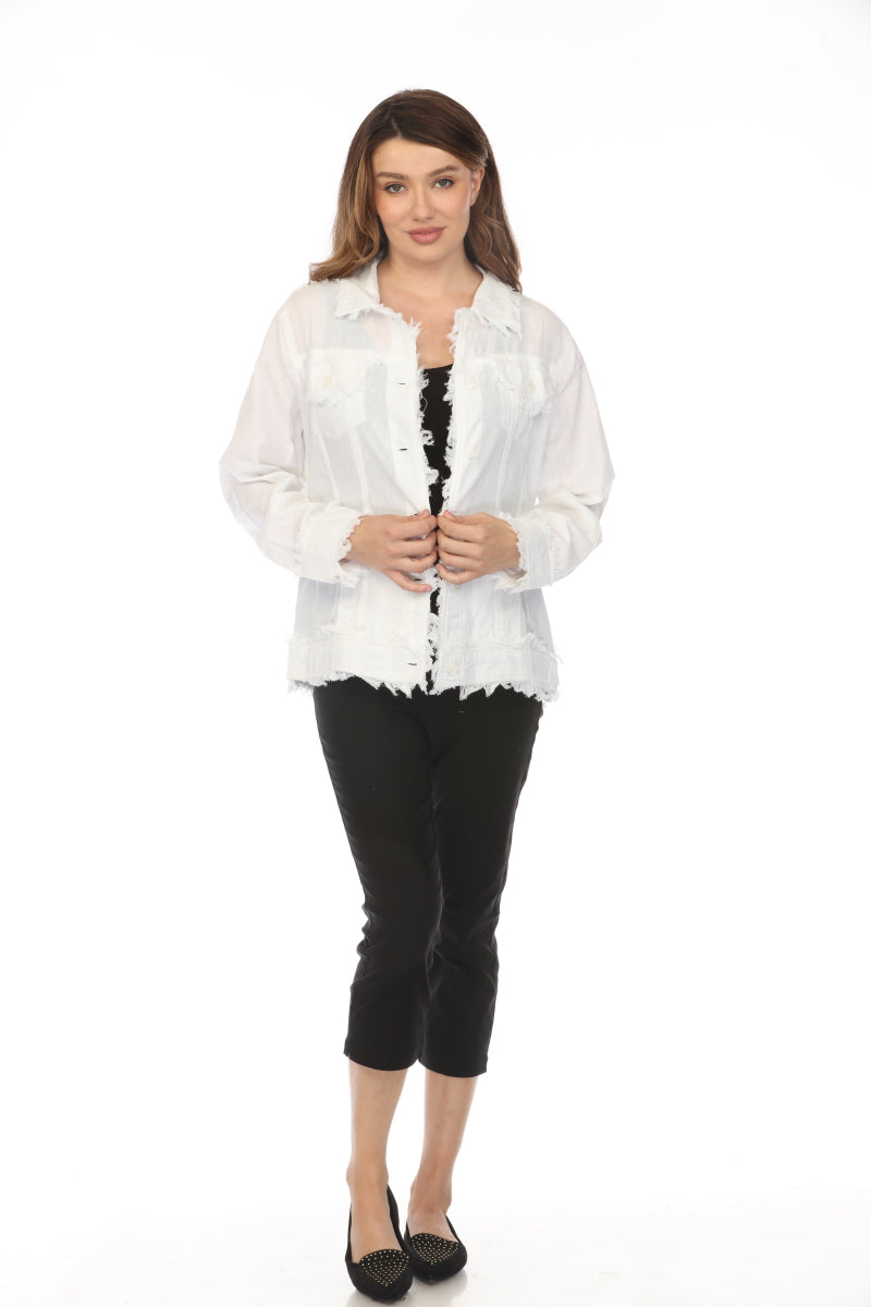 White Fringed 100% Cotton Jacket