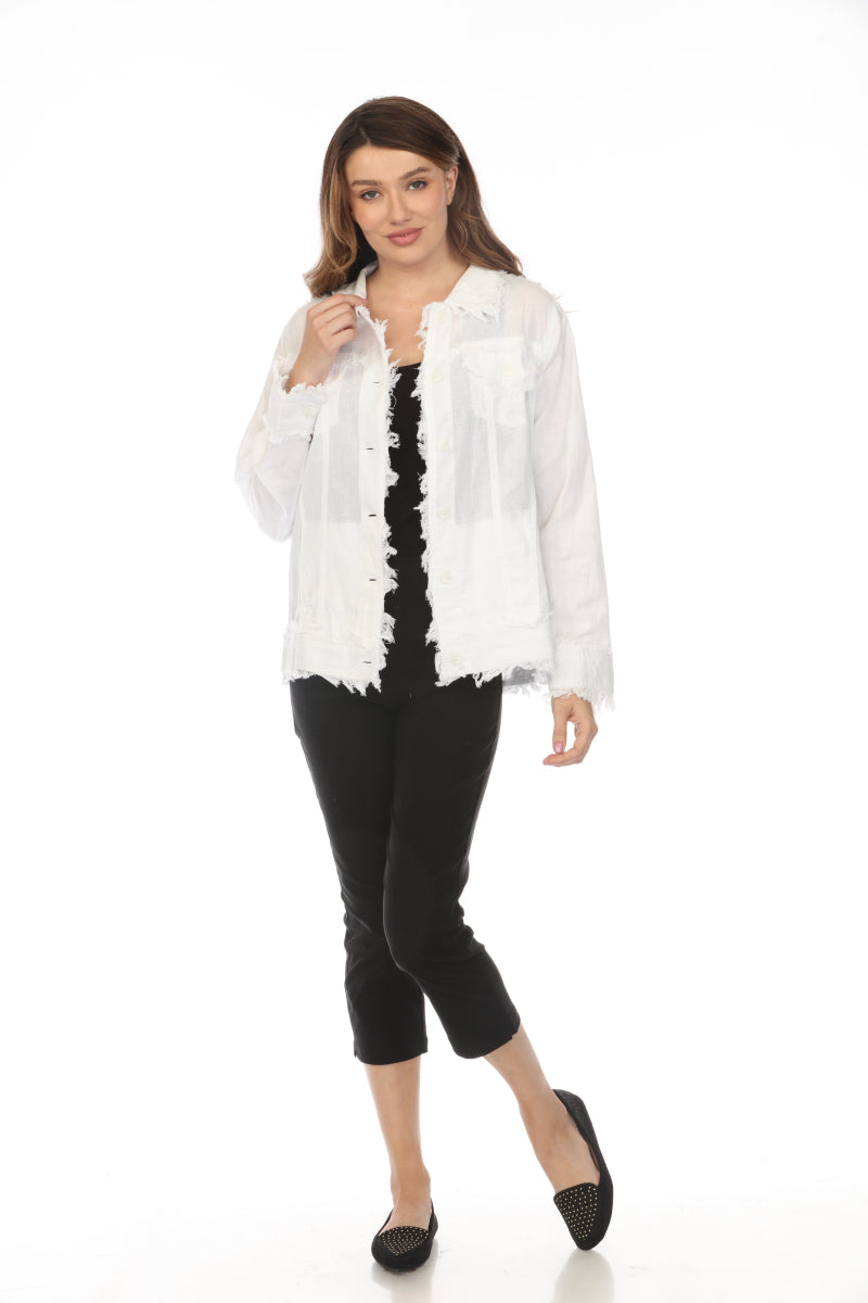 White Fringed 100% Cotton Jacket