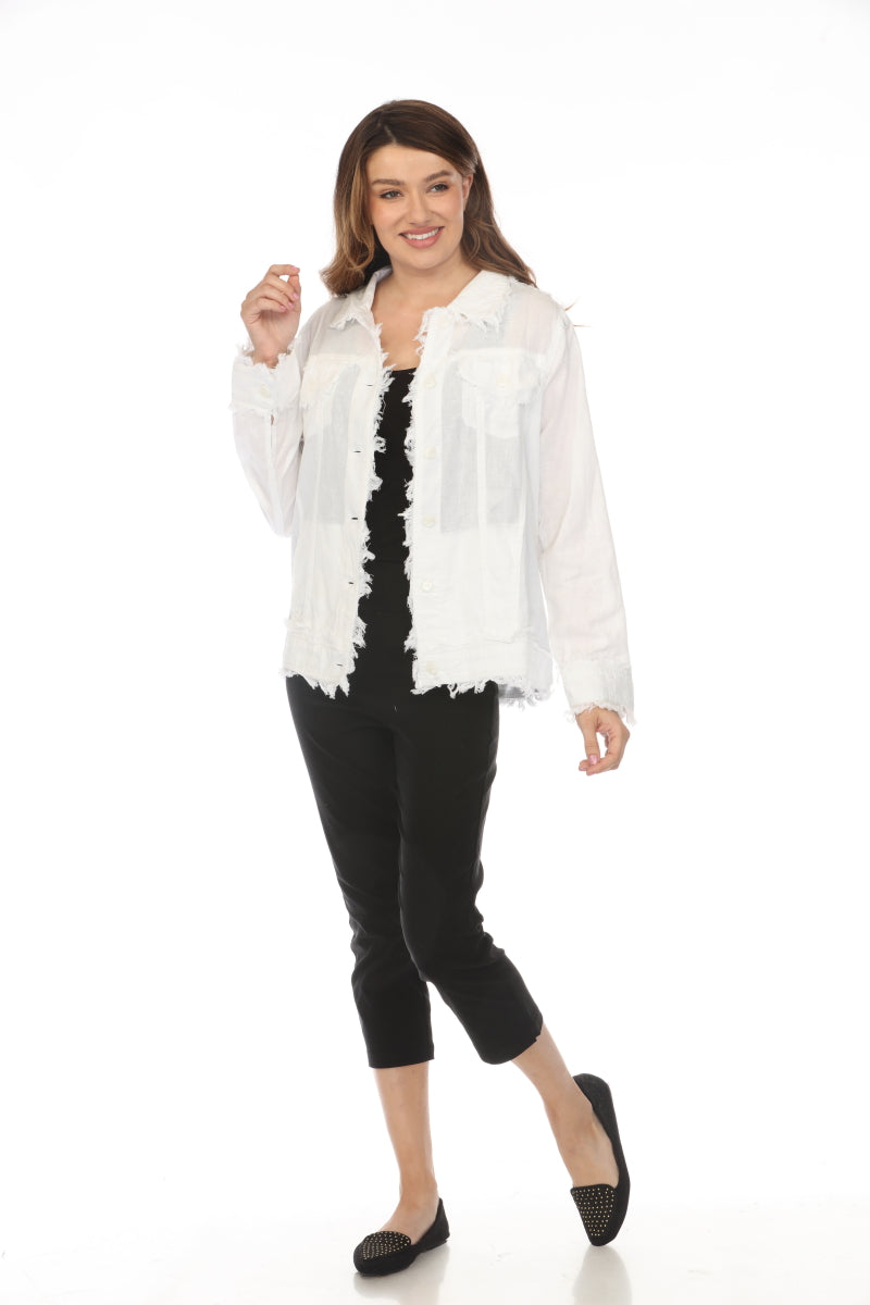White Fringed 100% Cotton Jacket