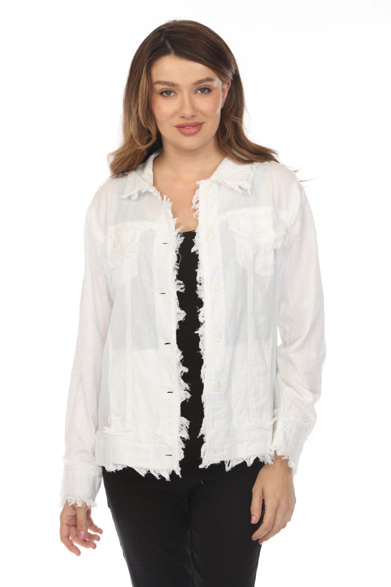 White Fringed 100% Cotton Jacket