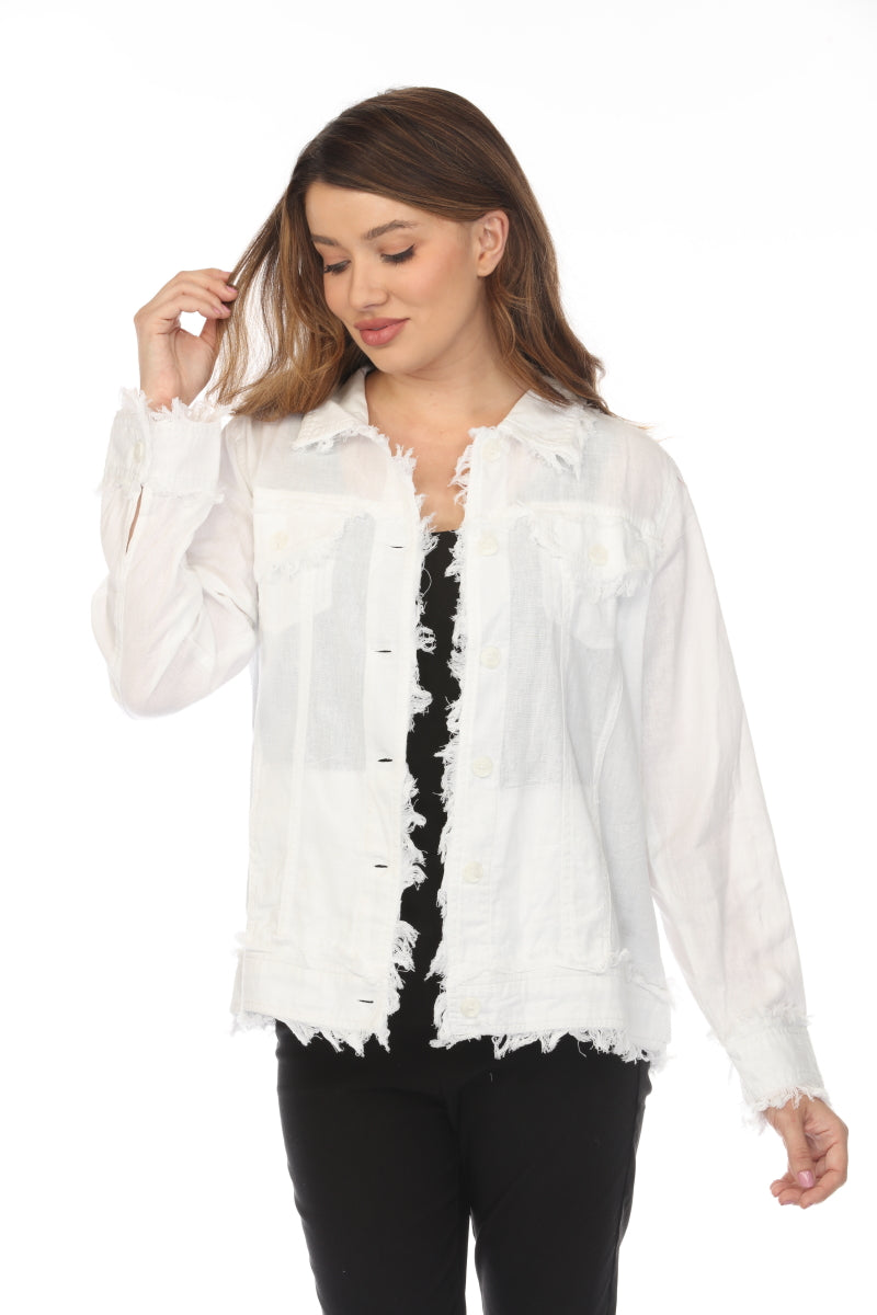 White Fringed 100% Cotton Jacket
