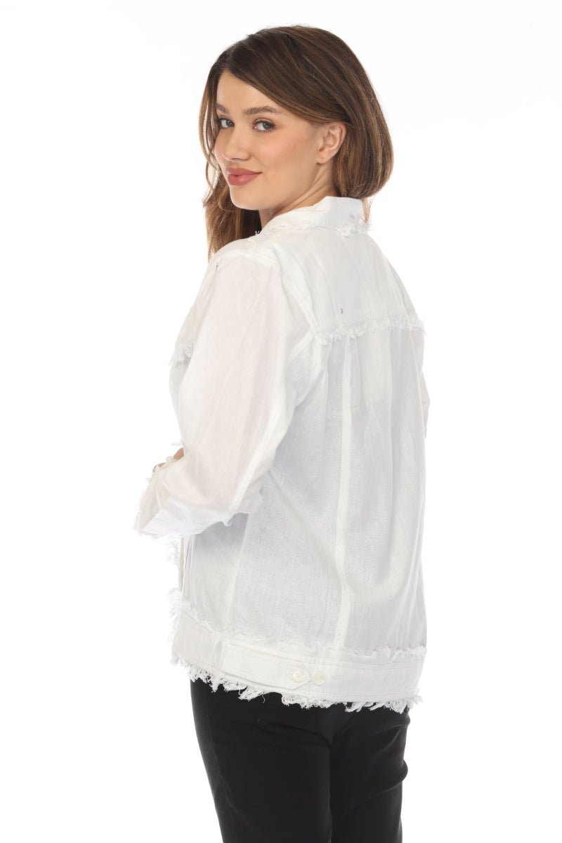 White Fringed 100% Cotton Jacket