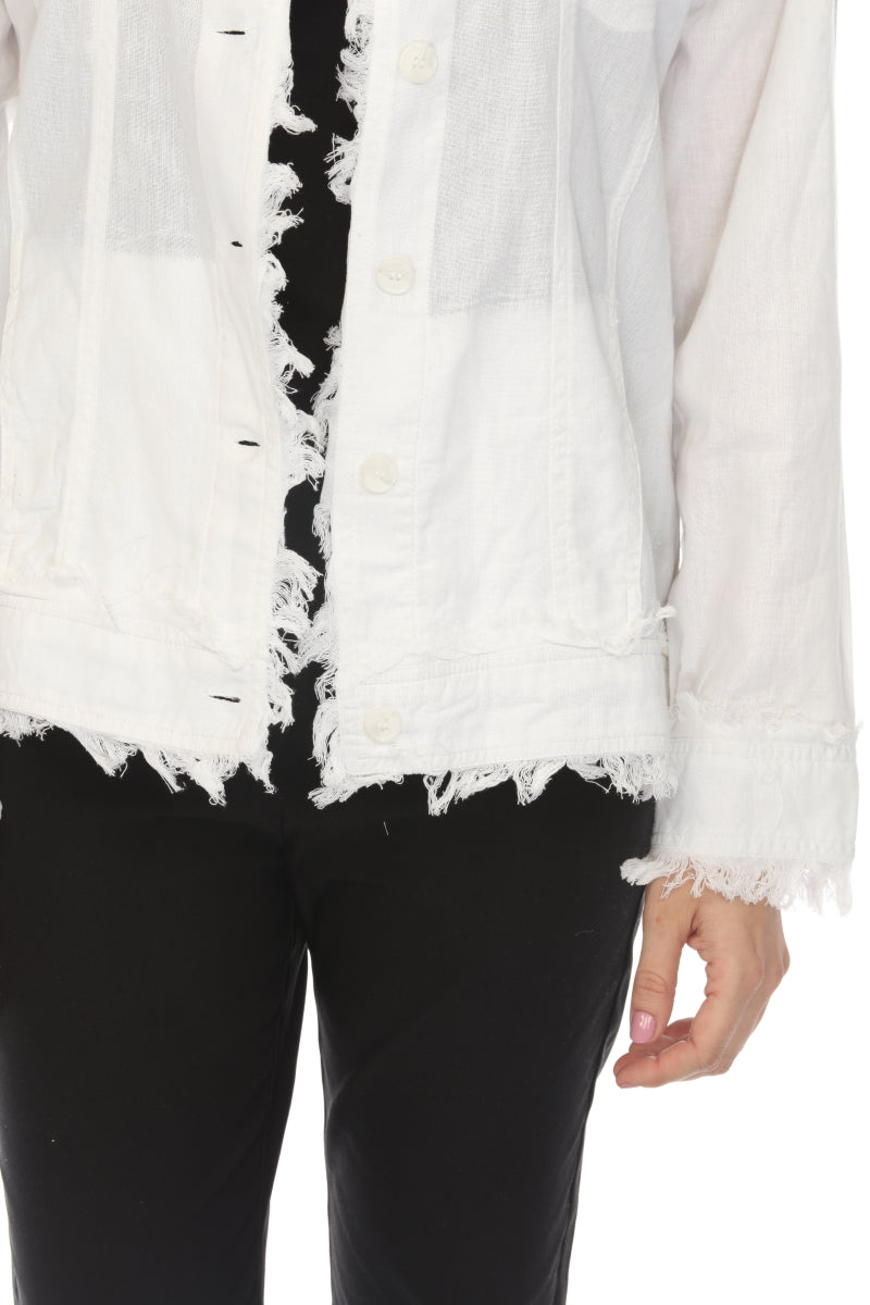 White Fringed 100% Cotton Jacket